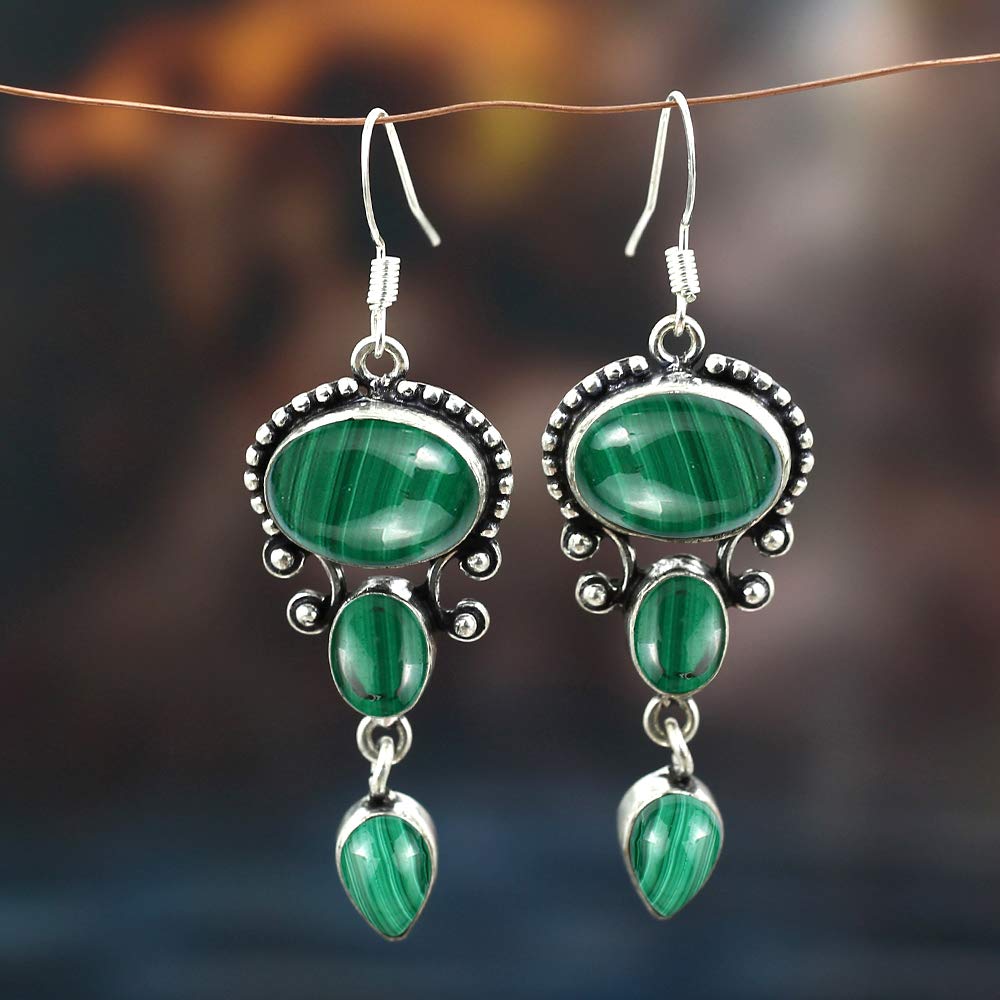 16.96Cts Natural Semi-Precious Gemstone Dangle Earrings for Women - Handmade Bohemian Jewelry, Perfect Gift for Mom, Wife, Birthday, Anniversary & Women's Day - Elegant for Parties, Weddings & Everyday Wear