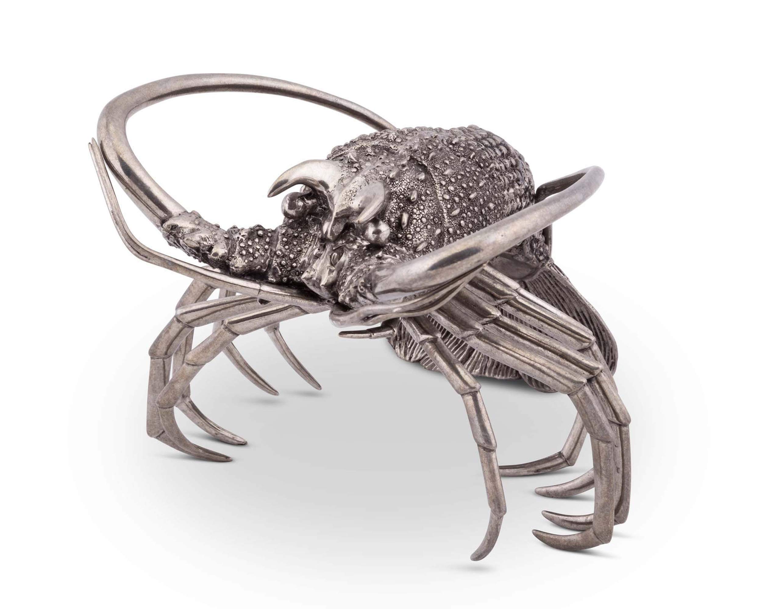 Vagabond House Pewter Lobster Metal Statuette - 12 Inch Long x 7 Inch Tall Decorative Sculpture for Coastal Home Decor, Beach House Accent, or Nautical Gift
