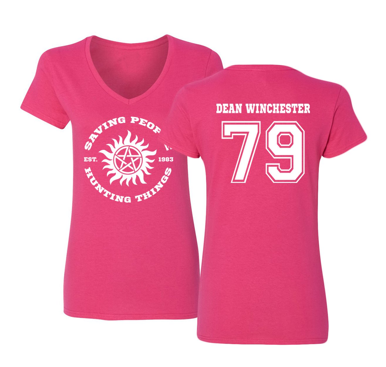 Supernatural Dean Winchester Women's V-Neck T-Shirt | RIVEBELLA Official | TV Show Merchandise & Fan Gift for Supernatural Lovers | Perfect for Cosplay, Conventions & Casual Wear