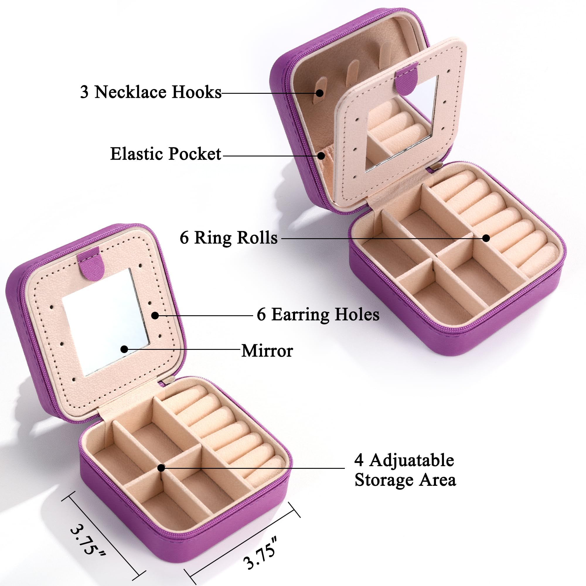 Personalized Initial Jewelry Box for Girls - Small Travel Jewelry Organizer Case with Monogram Letter G, Purple | Perfect for Gift, Birthday, Wedding, Travel & Daily Jewelry Storage