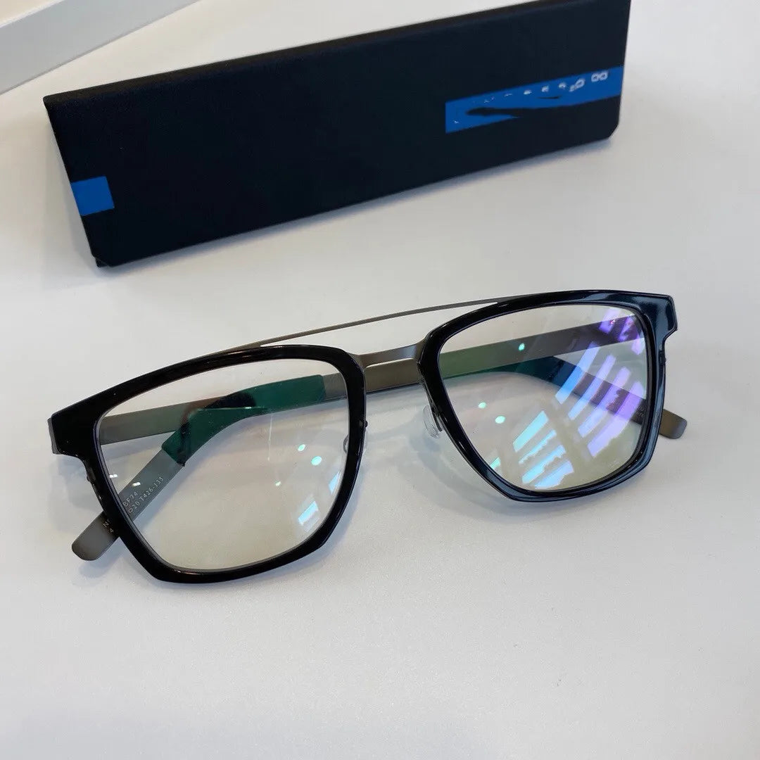 Aimee Men's Full Rim Square Double Bridge Titanium Acetate Eyeglasses Frame 4507 - Lightweight & Durable for Work, Reading & Everyday Use