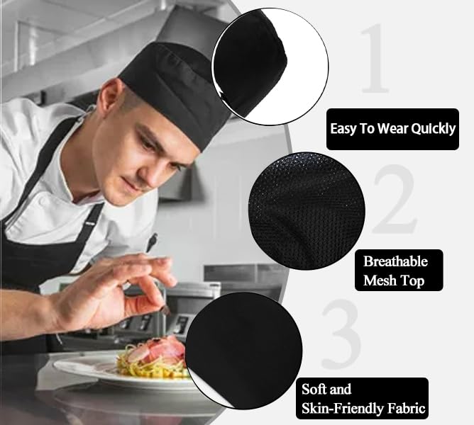 Custom Personalized Chef Hat for Bakers & Cooks - Breathable Mesh Top Kitchen Cap - Perfect for Baking, Cooking & Culinary Arts