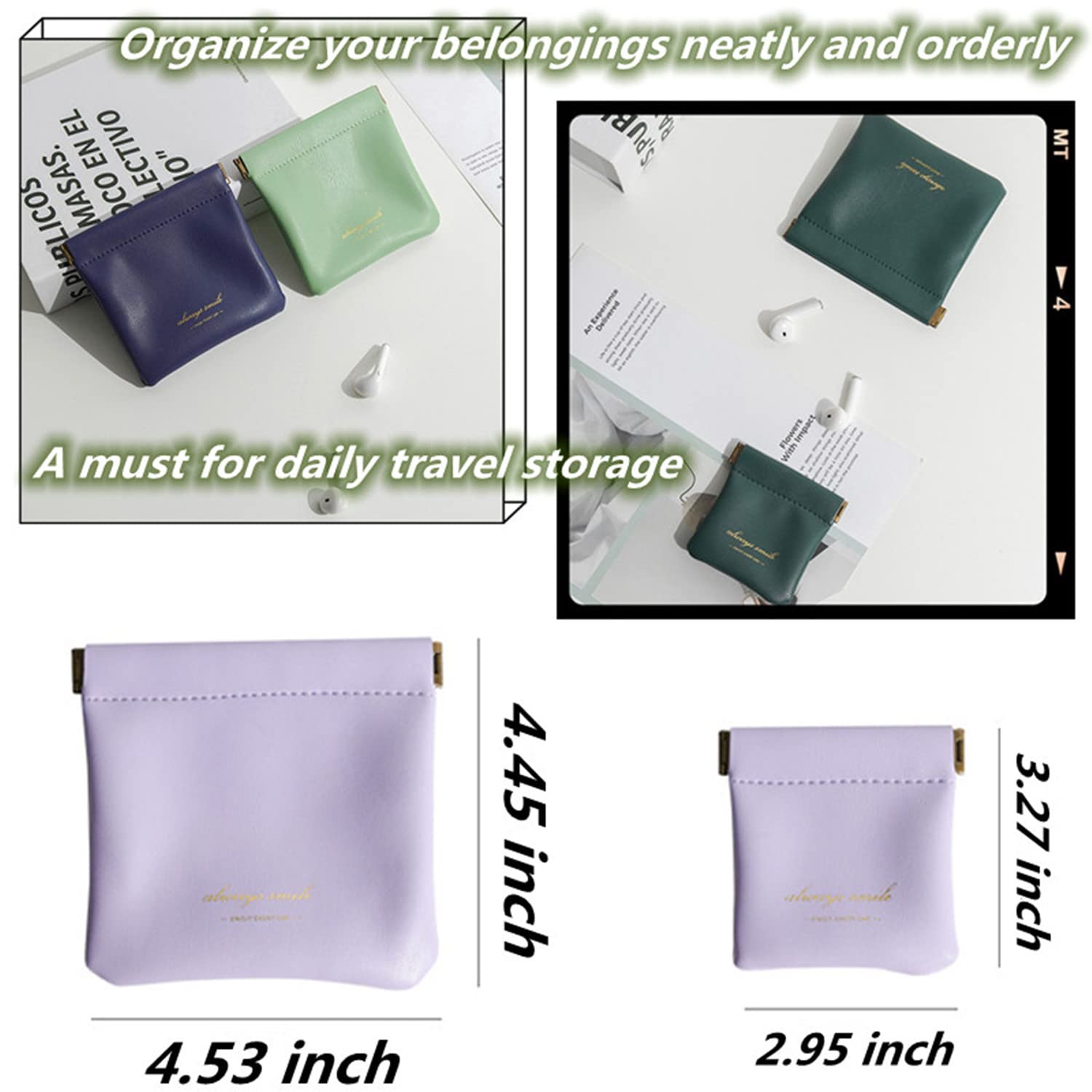 2PCS Lambskin Travel Makeup Bags for Women - Waterproof & Portable for Daily Use