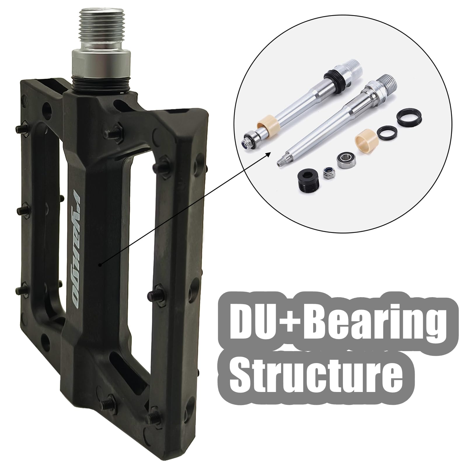 Premium Non-Slip Nylon Fiber Mountain Bike Pedals - Lightweight Flat MTB Pedals with Sealed Bearings & Wide Platform | 9/16