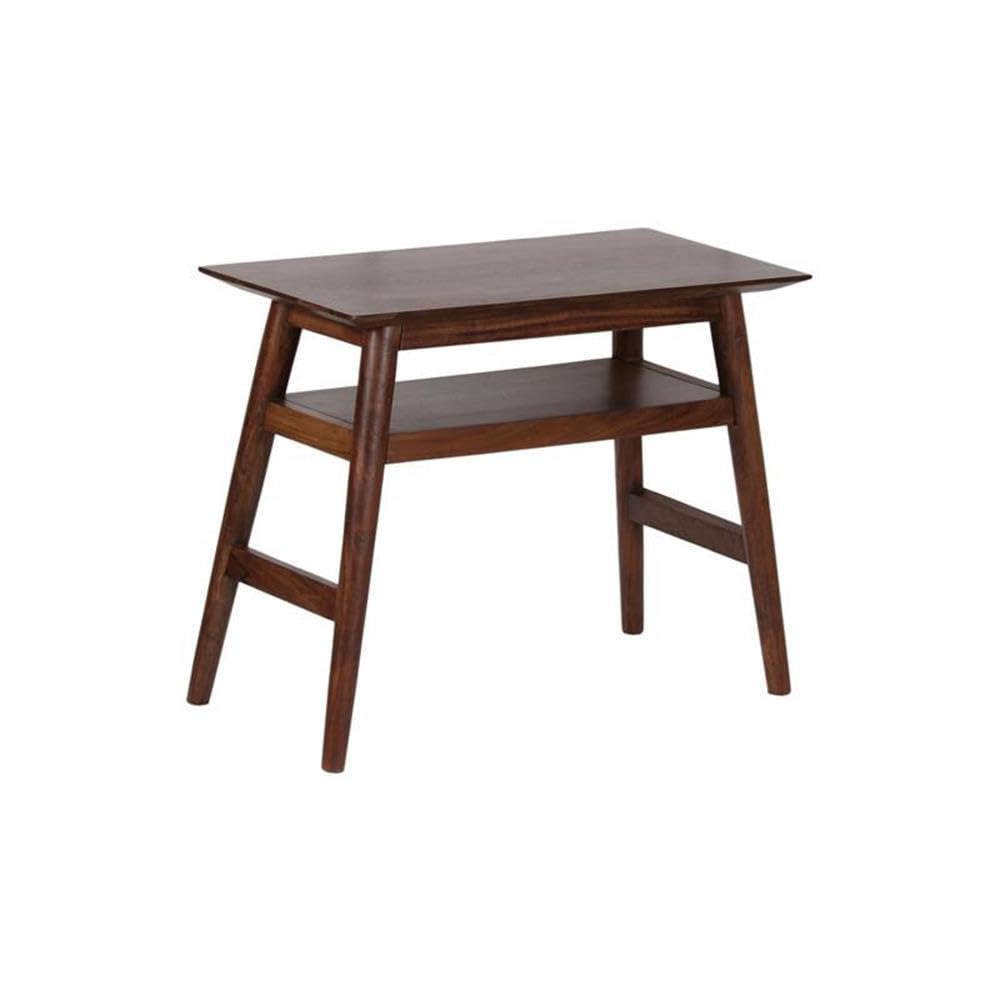 Porter Designs Portola End Table - Brown Wooden Side Table for Living Room, Bedroom, or Office - Perfect for Lamps, Books, and Decor
