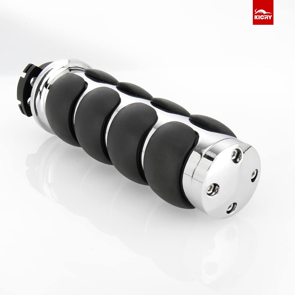 1 Inch Motorcycle Hand Grips - 25MM Chrome Black Aluminum Rubber Handlebar Throttle Grips for Harley Davidson Dyna, Sportster, Road King, Street Glide, Fat Boy & Honda Shadow VTX - Perfect for Cruiser and Touring Bike Comfort