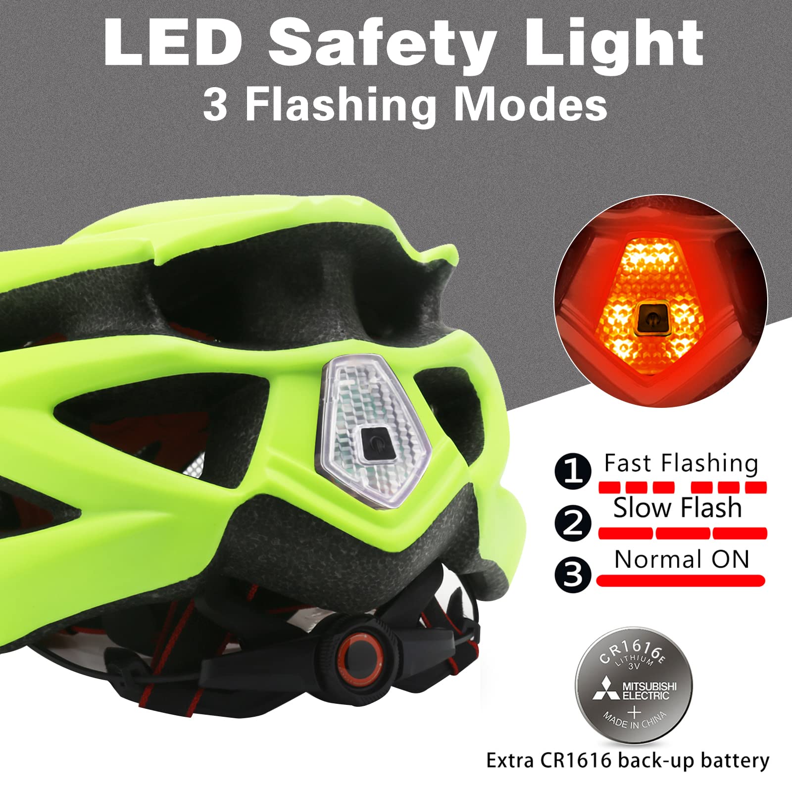 Shinmax Lightweight Adjustable Bike Helmet for Men & Women - CPSC Certified Mountain/Road Cycling Helmet with Rear Light & Detachable Visor - Perfect for Commuting, Trail Riding & Urban Cycling