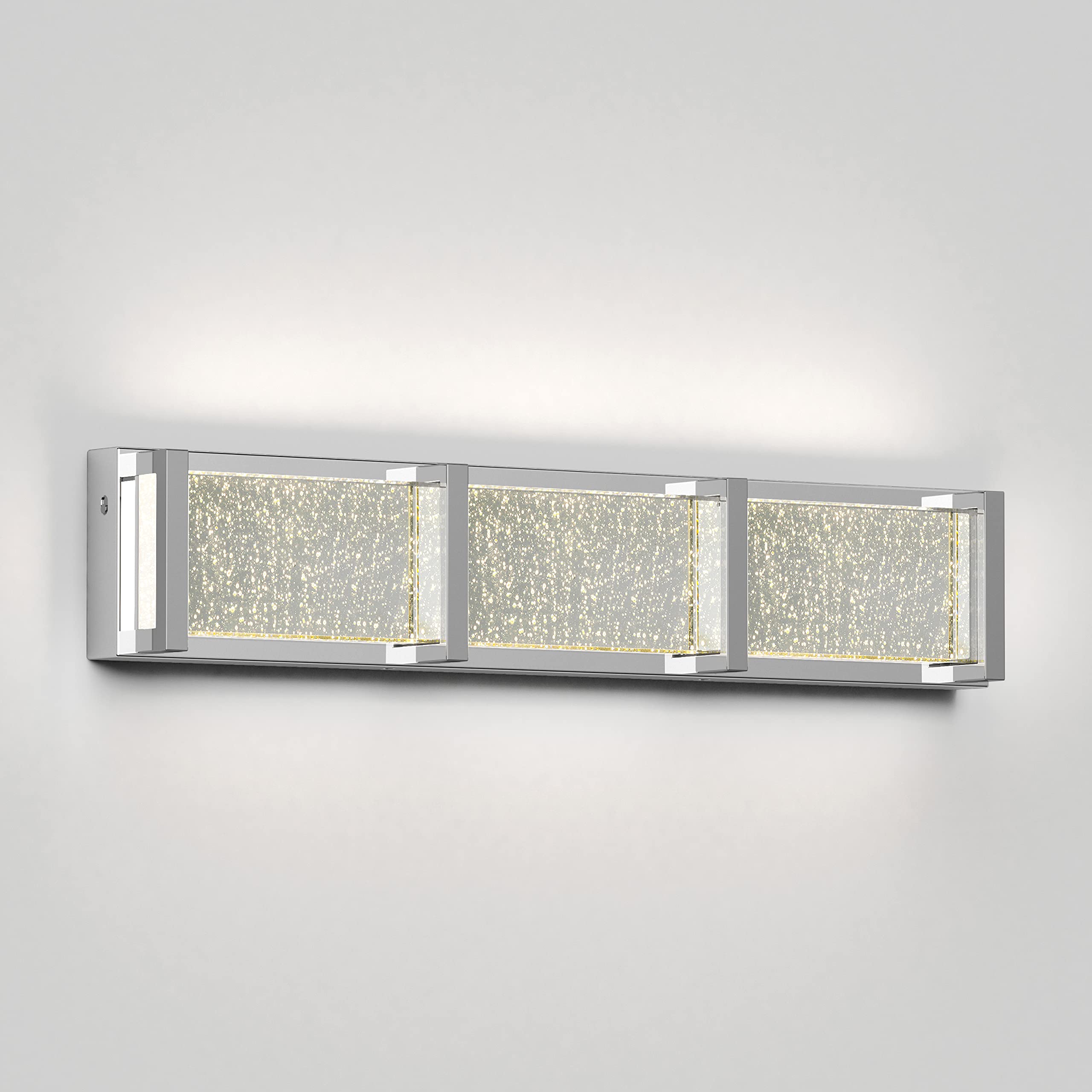 Artika Subway 20W LED Modern Vanity Light Fixture in Chrome - Energy Efficient Bathroom Lighting with 1100 Lumens, 3500K Warm White, Bubble Glass Diffuser (No Bulb Required) - Perfect for Bathroom Vanity, Makeup Mirror, and Dressing Room Lighting