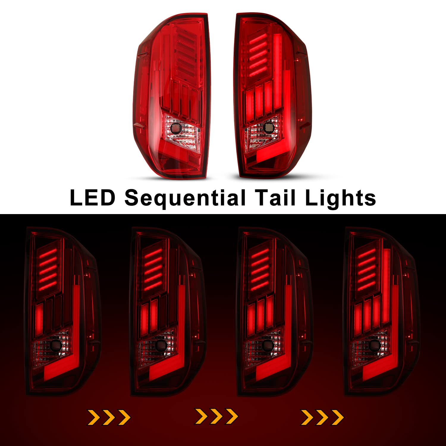 Nixon Offroad LED Tail Lights for 2014-2022 Toyota Tundra - Black Housing Red Lens with Sequential Turn Signal, Running & Brake Lights | Upgrade Your Pickup Truck for Night Driving & Off-Road Adventures