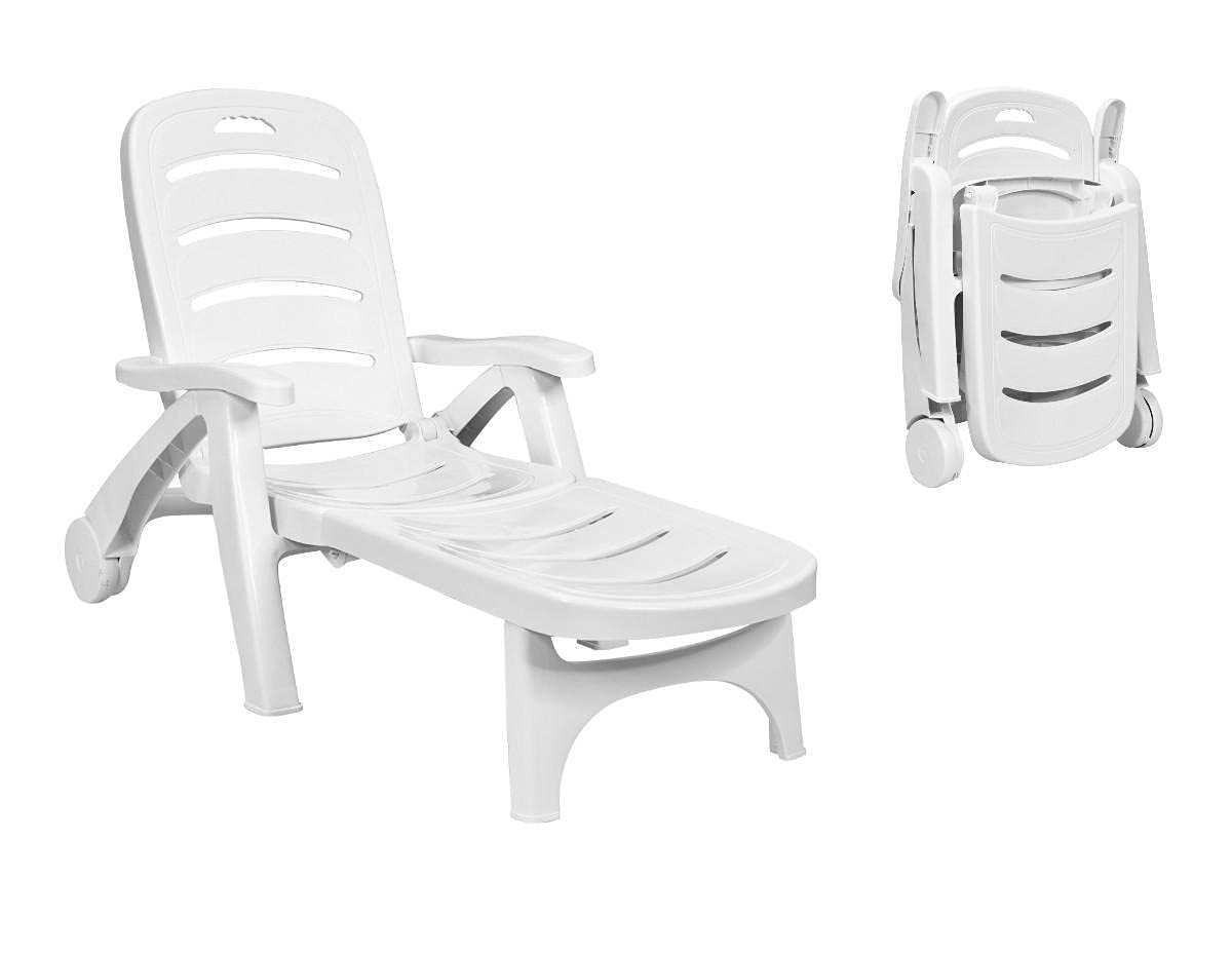 5-Position Adjustable Patio Lounge Chair - Outdoor Folding Chaise Lounge with Wheels for Lawn, Beach, Poolside & Backyard Relaxation | Perfect for Sunbathing, Reading & Outdoor Lounging