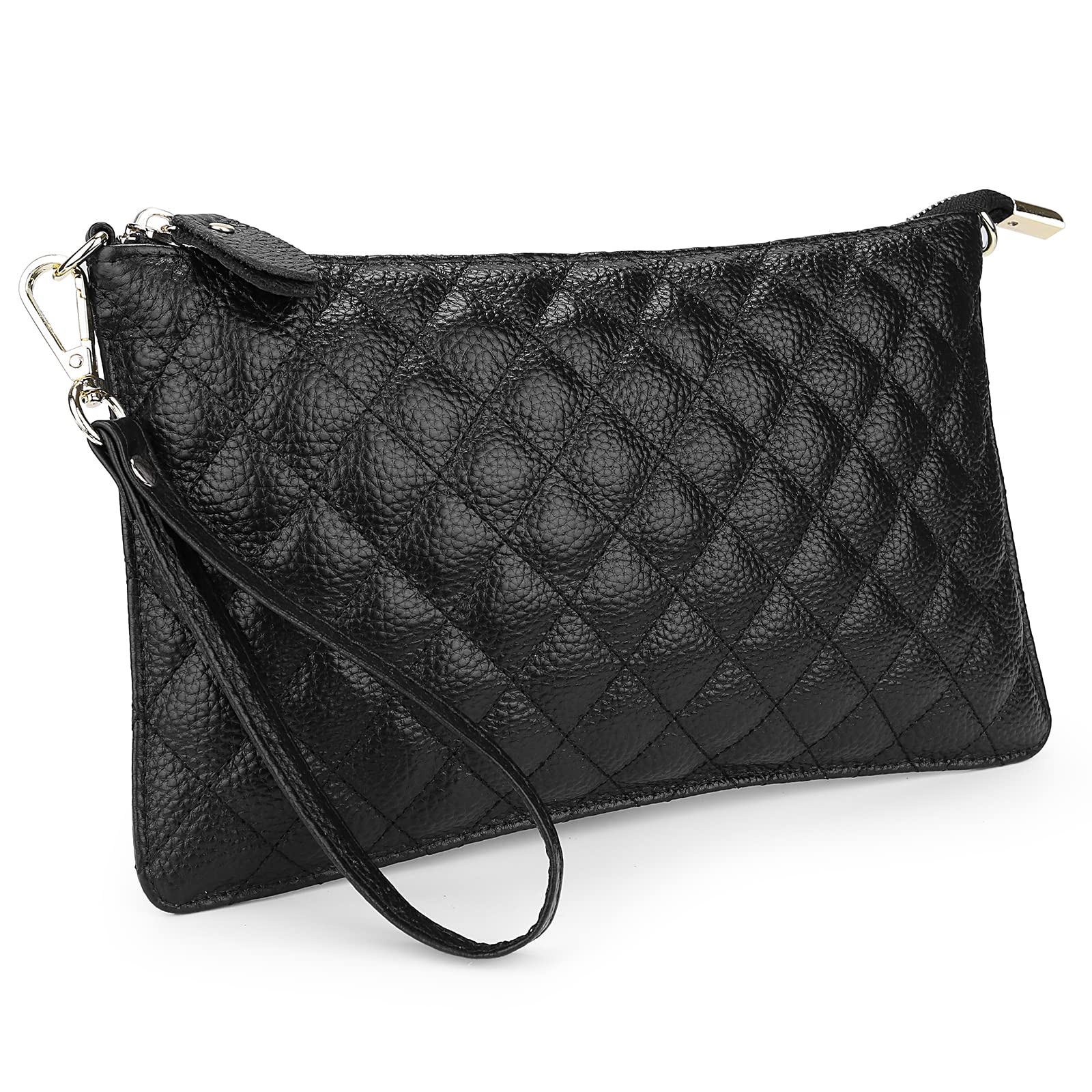 YALUXE Genuine Leather Wristlet Handbag for Women - Slim Crossbody Phone Clutch Wallet Purse with Pocket - Perfect for Everyday Use, Travel & Night Out