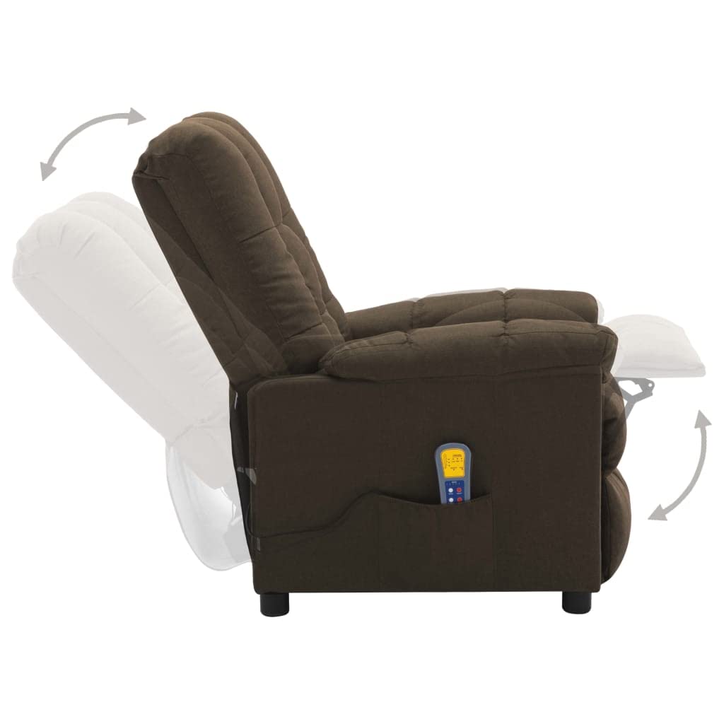Electric Massage Recliner Chair - Adjustable Lazy Massage Sofa with Side Pockets, Modern Leisure Armchair for Living Room, Office & Study - Brown Fabric - Perfect for Relaxation, Work & Home Comfort
