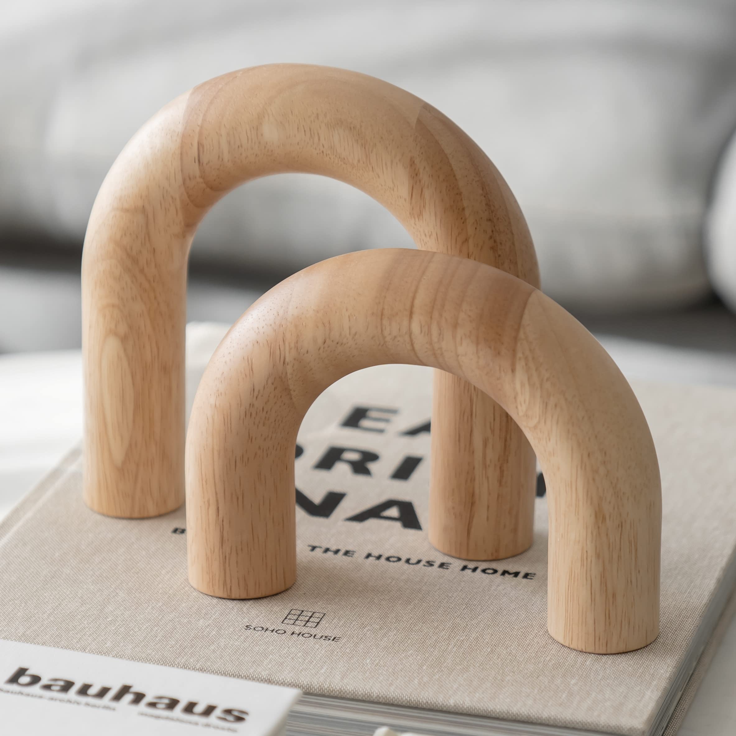 Wooden Arch Decorative Objects - Minimalist Home Decor for Coffee Tables, Bookshelves & Entryways | Neutral Shelf Decor for Living Room & Modern Spaces | Perfect for Boho, Scandinavian & Farmhouse Interior Design Styles