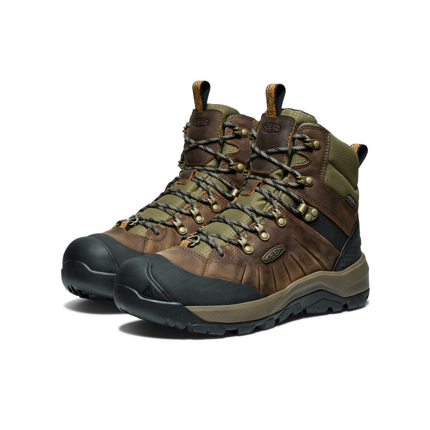 Men's Revel IV Polar Waterproof Winter Boots - Bison/Orange Pepper - Insulated Snow Boots for Hiking, Hunting & Outdoor Activities