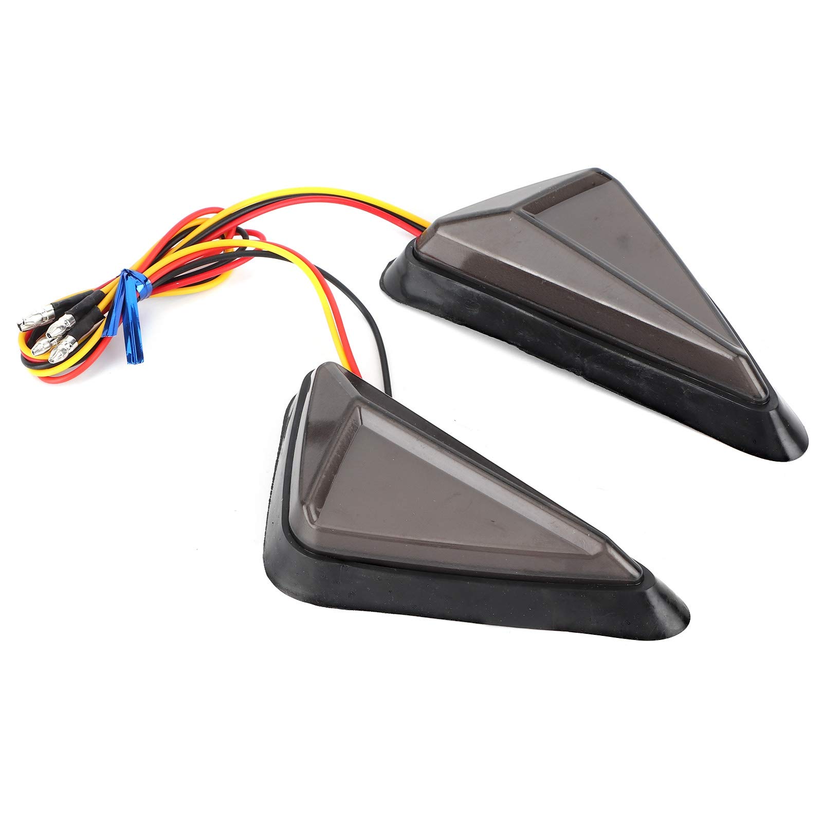 2Pcs Universal L-Shaped Triangular LED Motorcycle Turn Signal Lights - Blue & Yellow Indicators for Enhanced Visibility & Safety - Perfect for Cruisers, Sport Bikes & Custom Motorcycles (Day & Night Riding)