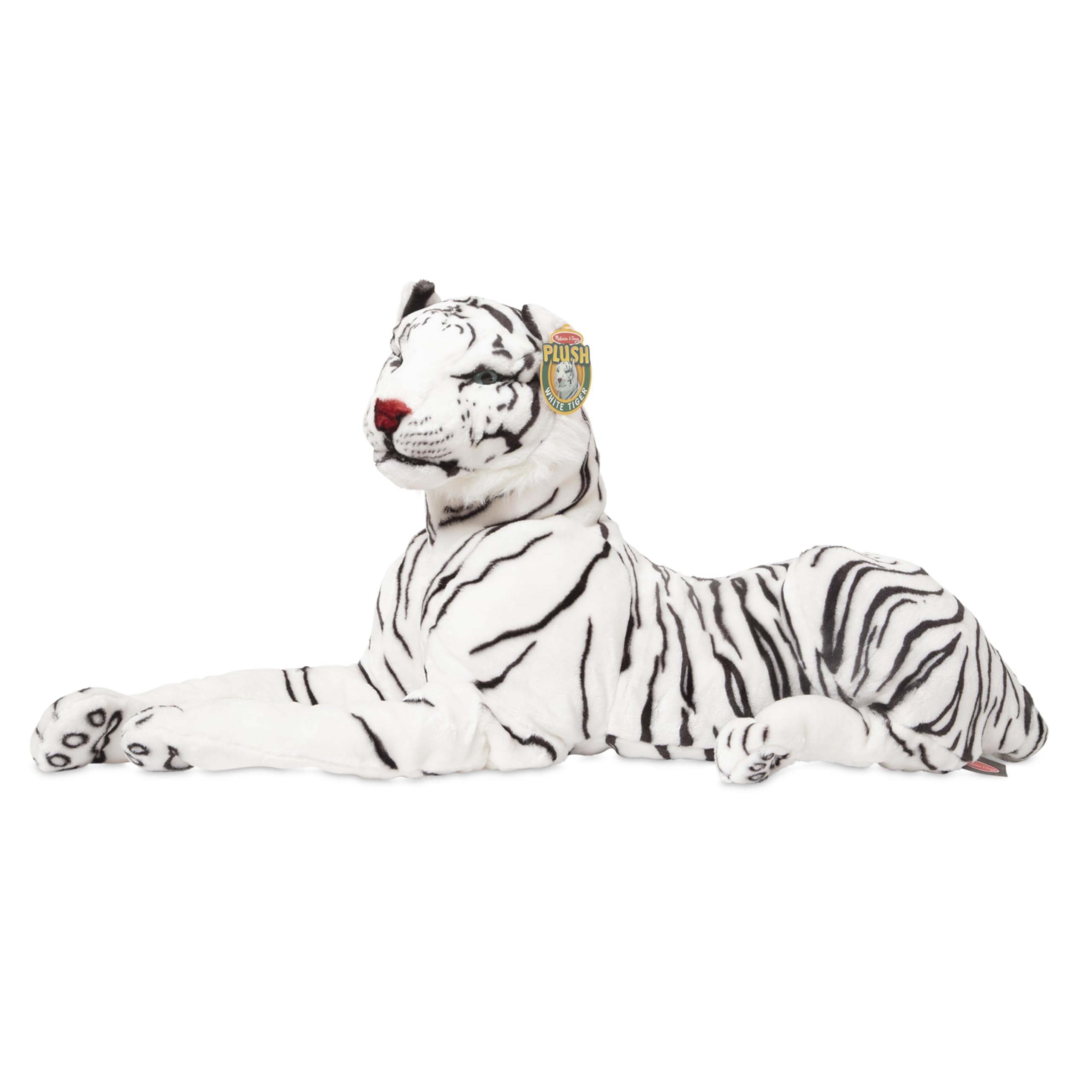 Melissa & Doug Giant Siberian White Tiger Stuffed Animal - Lifelike 5 Feet Long Plush Toy, Extra Large Lifesize Tiger for Kids Ages 3+ - Perfect for Bedroom Decor, Nursery Room, Birthday Gifts & Animal Lovers