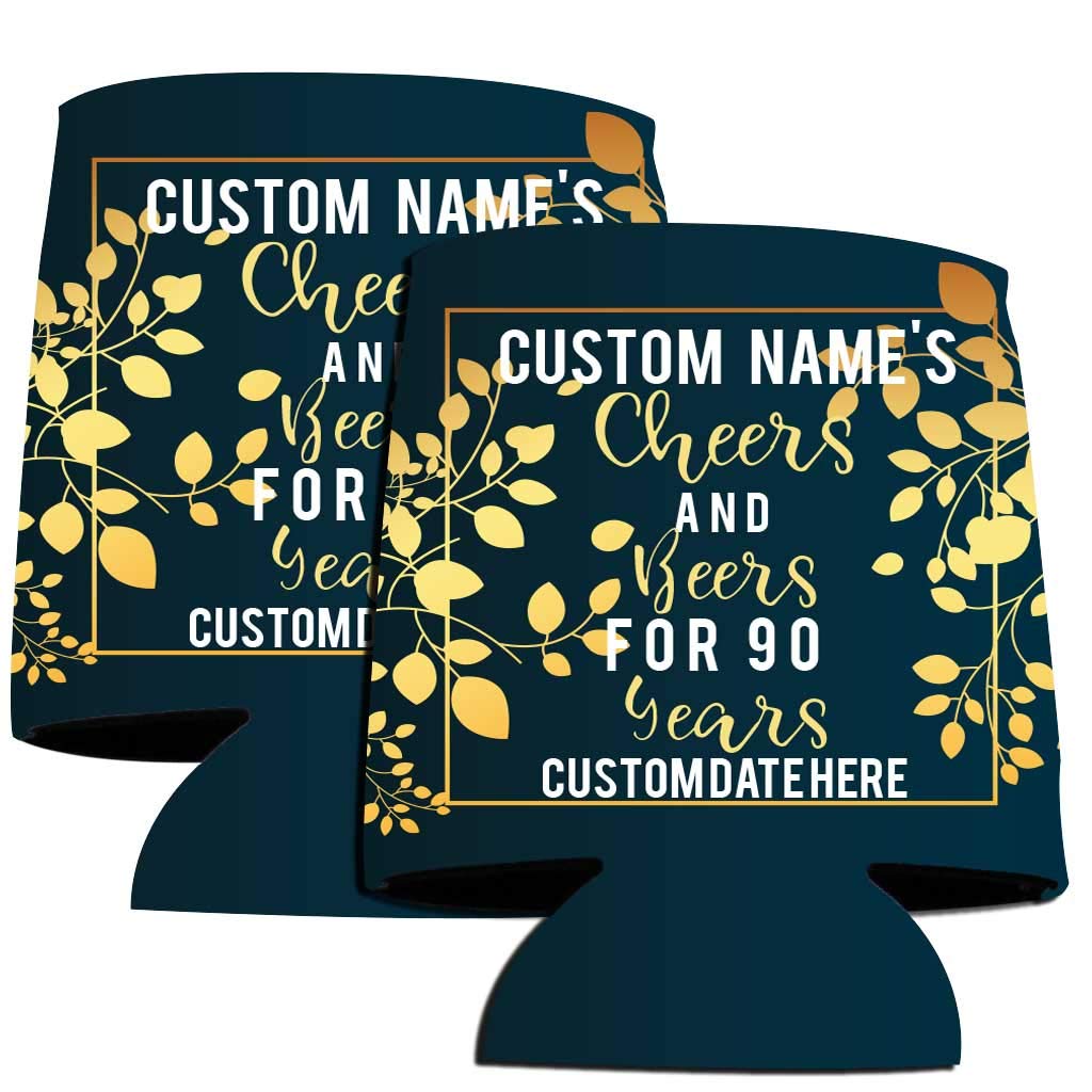 VictoryStore Custom 90th Birthday Party Can & Beverage Coolers - Personalized Beer & Drink Insulator for Celebrations, Gifts & Outdoor Events