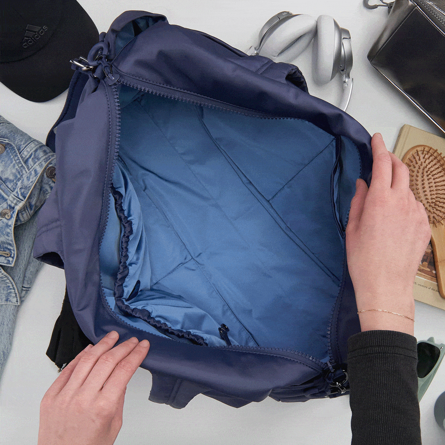GET AWAY Duffle Bag - Eco-Friendly Recycled CaRefiber Nylon in Ocean Blue - Perfect for Travel, Gym & Weekend Getaways