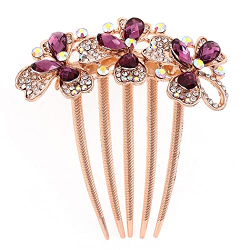 Bohend Rhinestone Hair Comb - Crystal Bridal Hair Accessories for Women & Girls (Purple) | Wedding, Prom, Party & Special Occasions