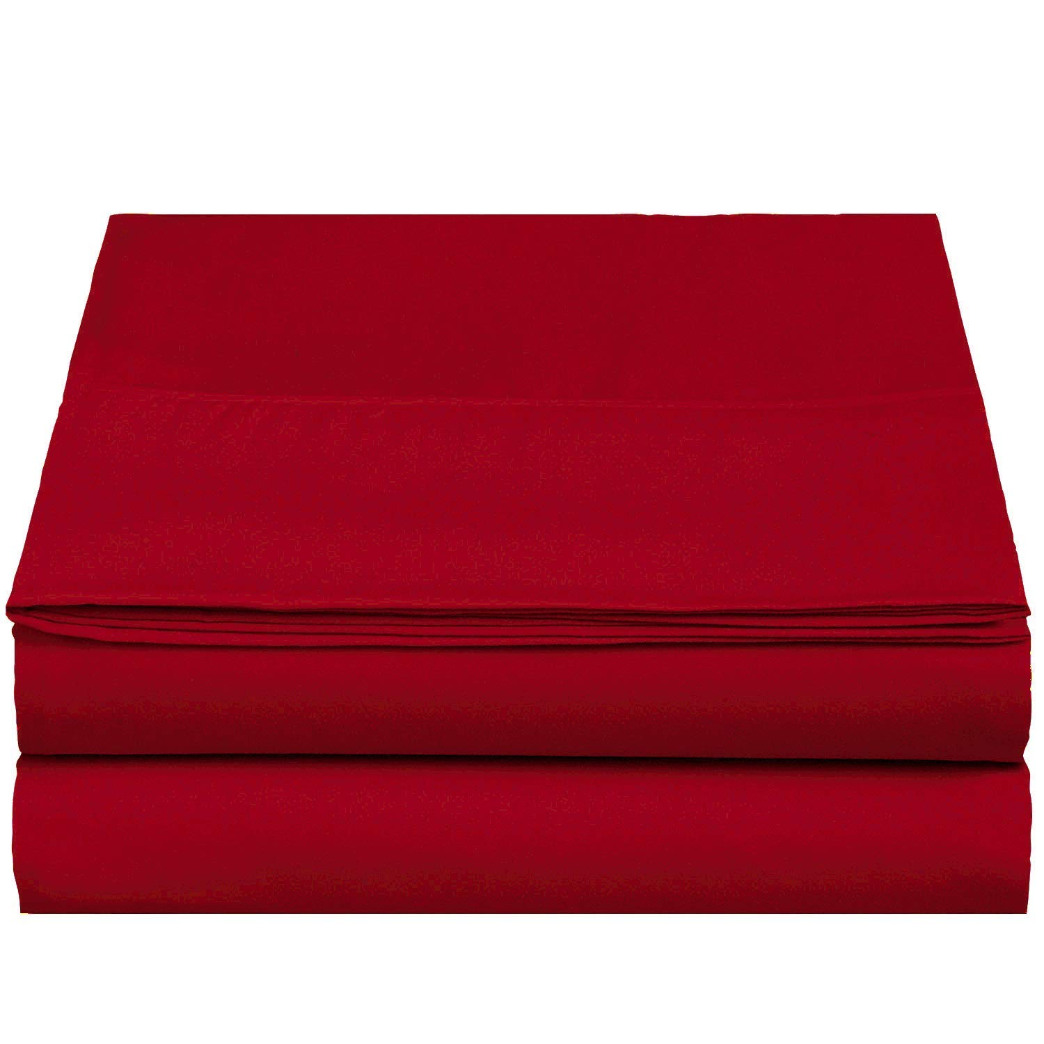 VASTRA 500-Thread-Count Organic Cotton Sheets, 4-Pc Full Size Set for Deep Pocket Mattress - Red Solid, Luxury Bedding for Home & Hotel