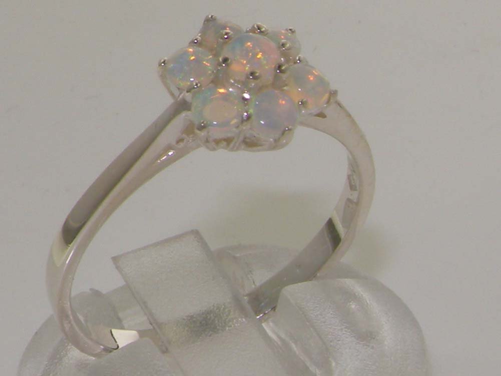 925 Sterling Silver Genuine Opal Cluster Ring for Women - Elegant Anniversary Gift, Wedding Band, Birthday Present, Everyday Jewelry for Special Occasions