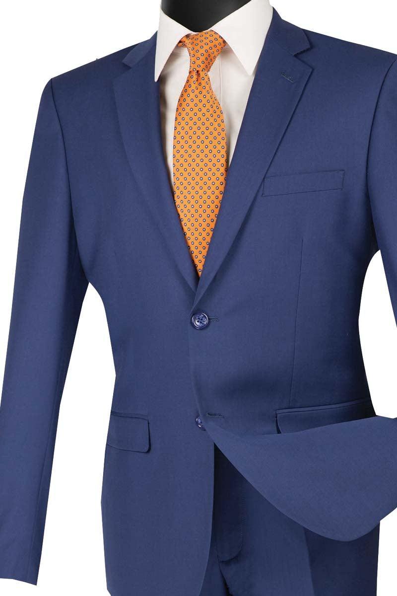 Premium Men's Ultra Slim Fit 2-Piece Suit in Indigo Blue - Formal Business Attire for Weddings, Interviews & Special Occasions