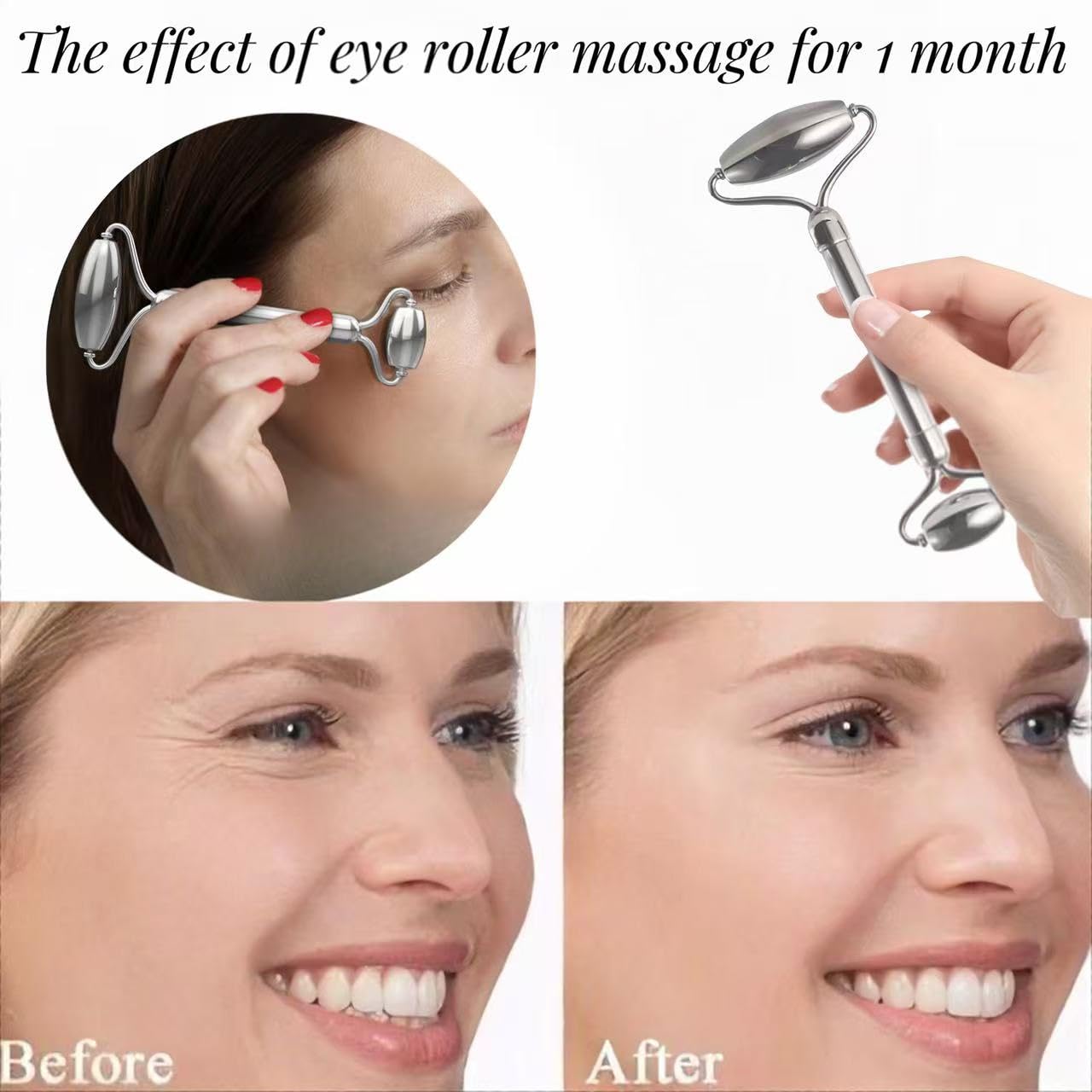 Stainless Steel Face Roller & Gua Sha Tool Set - Anti-Aging Facial Massager for Wrinkles, Puffiness & Skin Tightening - Eye & Neck Care for Glowing Skin - Perfect for Morning Routine & Spa Night Self-Care