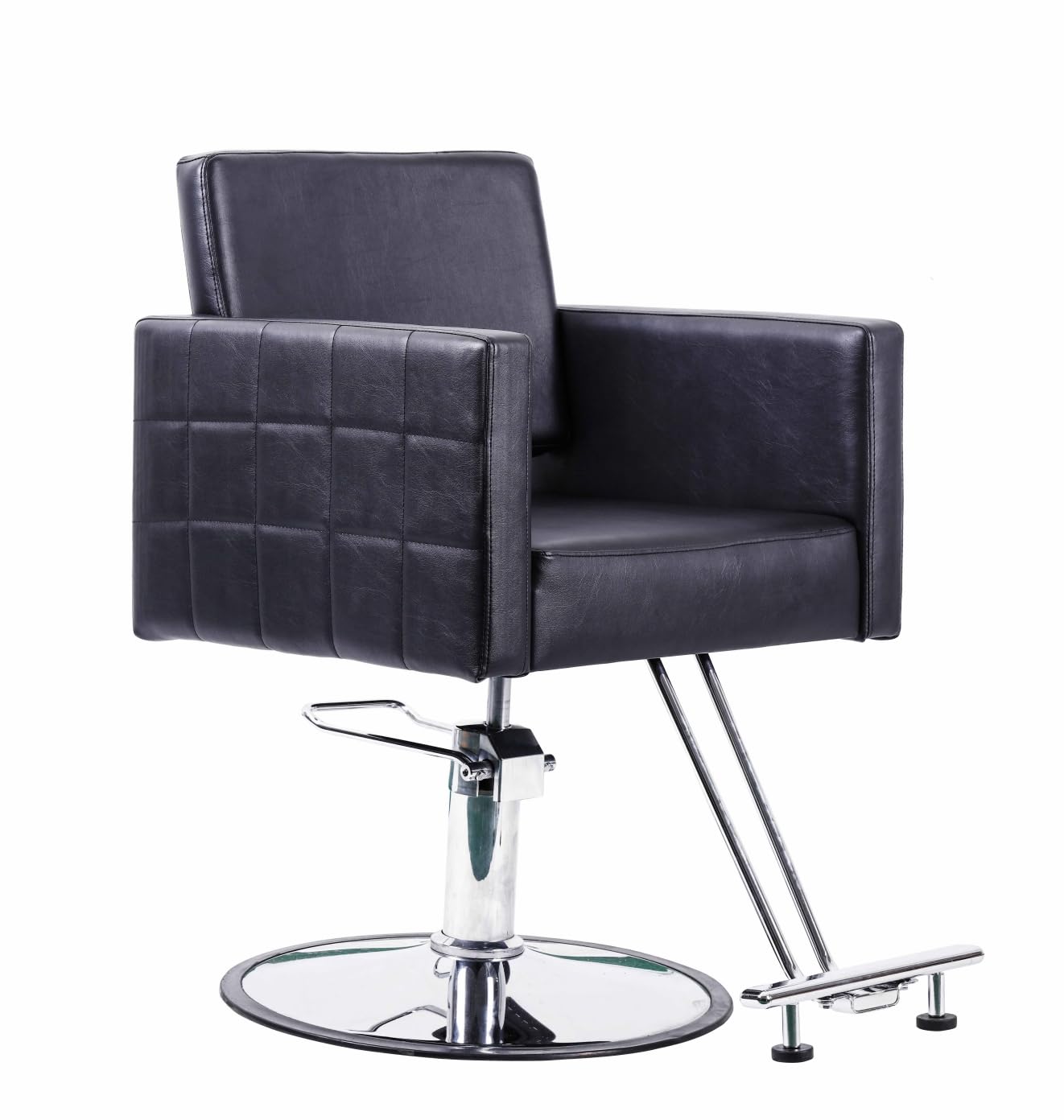 Professional Black Hydraulic Barber Chair - Adjustable Salon Styling Chair with Round Base for Hair Cutting, Beauty & Spa Services | Perfect for Barbershops, Salons & Home Styling Stations