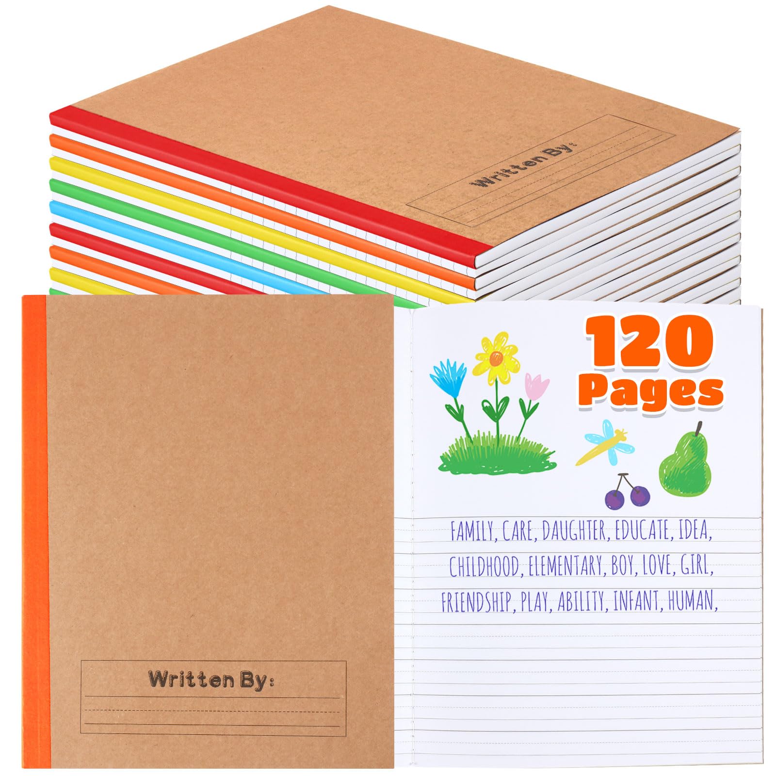 Henoyso 10-Pack Primary Composition Notebooks - 120 Pages, 9.75