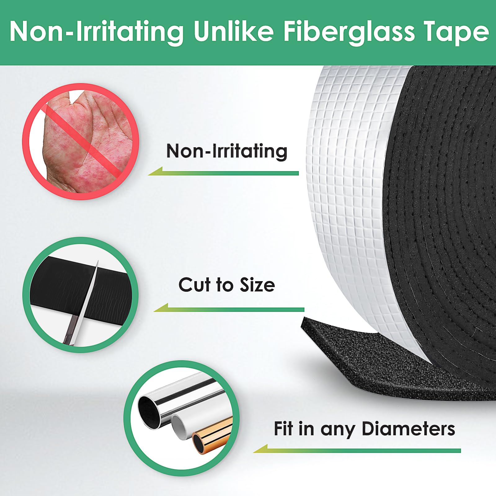 Pipe Insulation Foam Tape - 2in x 33ft Self-Adhesive Weatherproof Pipe Wrap for Outdoor Water Pipes, HVAC, AC Lines & Plumbing - Silver Reflective Heat Tape for Energy Efficiency & Freeze Protection - Perfect for Home, Garage & Industrial Use