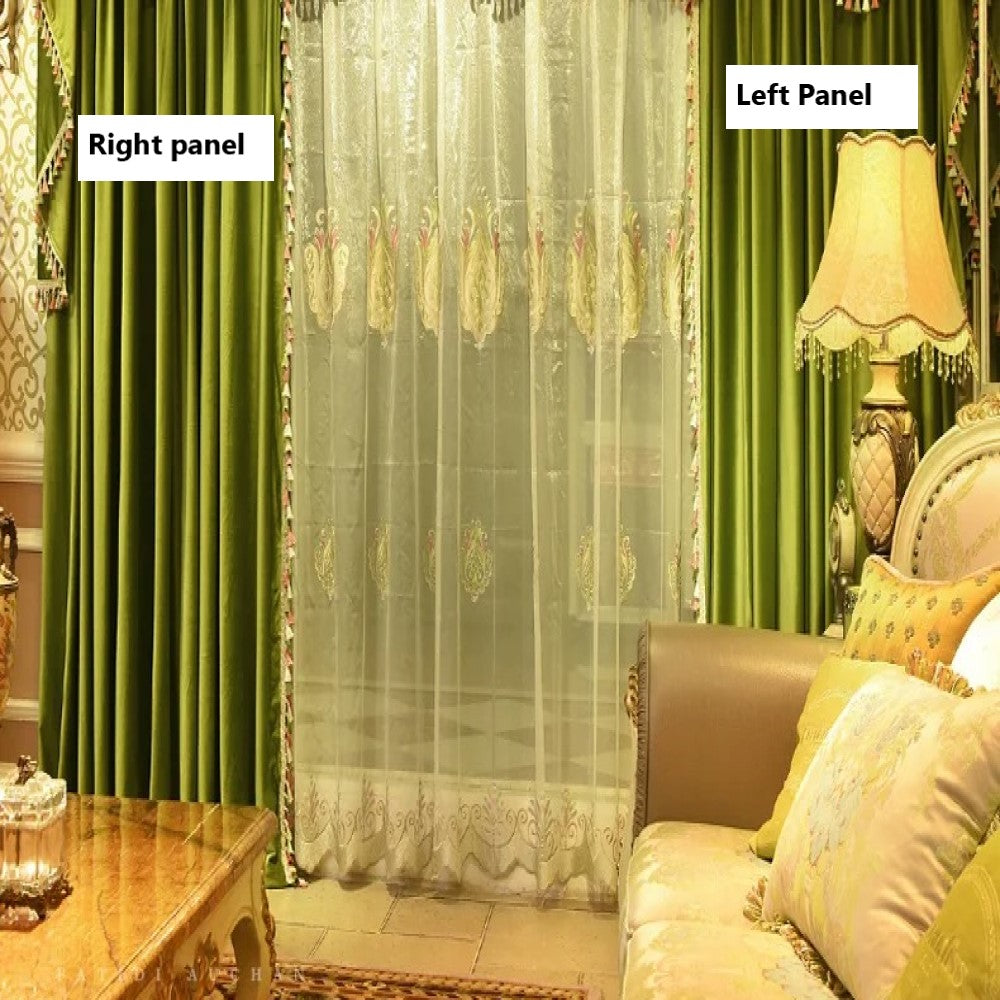 Rémy Classic Velvet Curtains - Light Green Luxury Window Drapes for Living Room & Bedroom | Blackout Thermal Insulated Curtain Panels for Home Decor