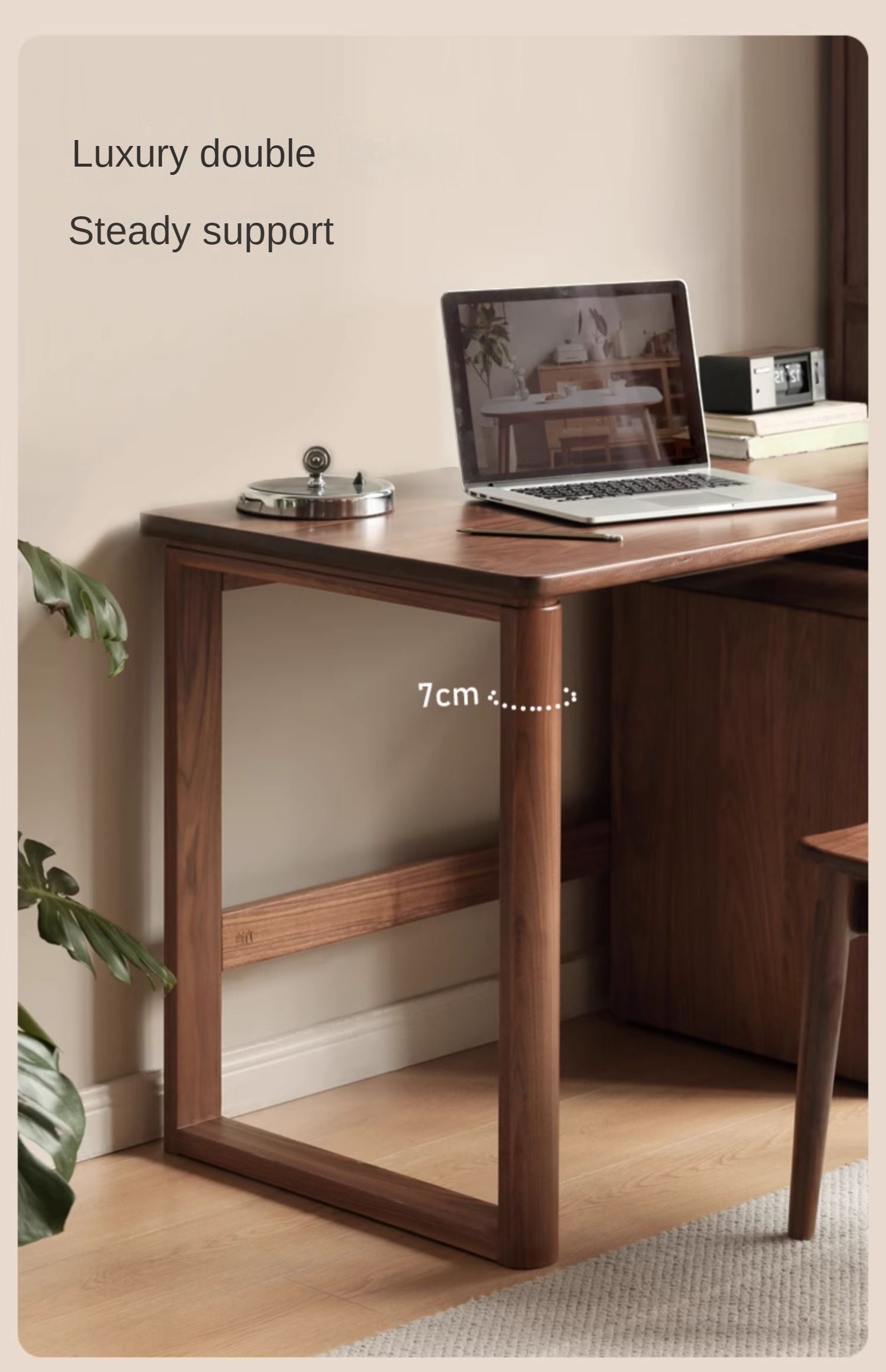 Premium Black Walnut & Ash Solid Wood Study Desk - Handcrafted Writing Table for Home Office, Library, or Dorm Room - Ergonomic Design for Work & Study