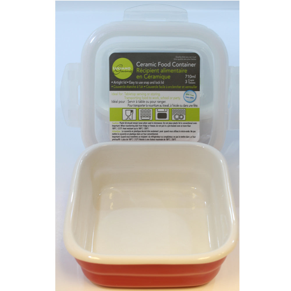 LUCIANO GOURMET Airtight Ceramic Food Storage Container with Lid - 70273 | Perfect for Kitchen Pantry Organization, Meal Prep & Leftovers Storage