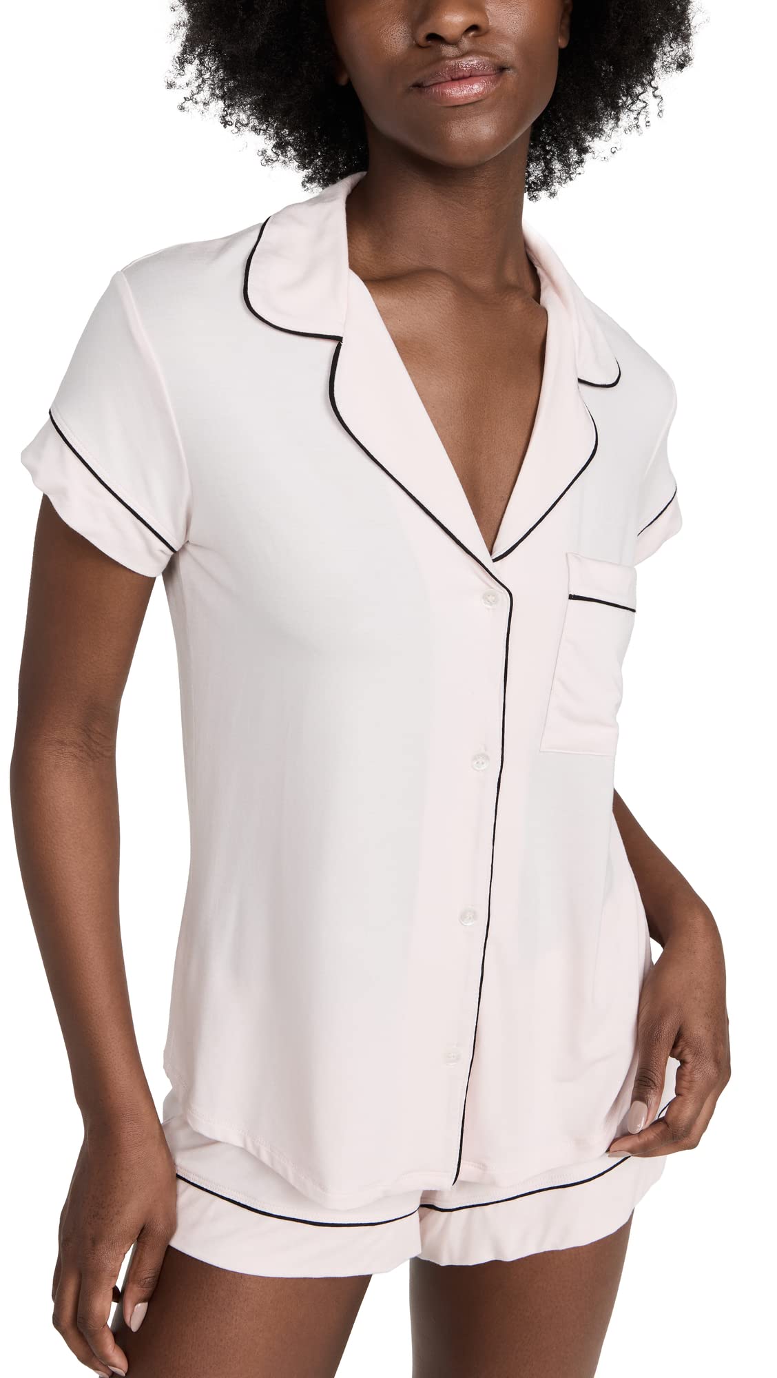 Eberjey Gisele Classic Women's Pajama Set - Soft Short Sleeve Button Down Sleep Shirt with Front Pocket & Comfortable Elastic Waist Shorts | Perfect for Lounging, Sleepwear & Relaxing at Home