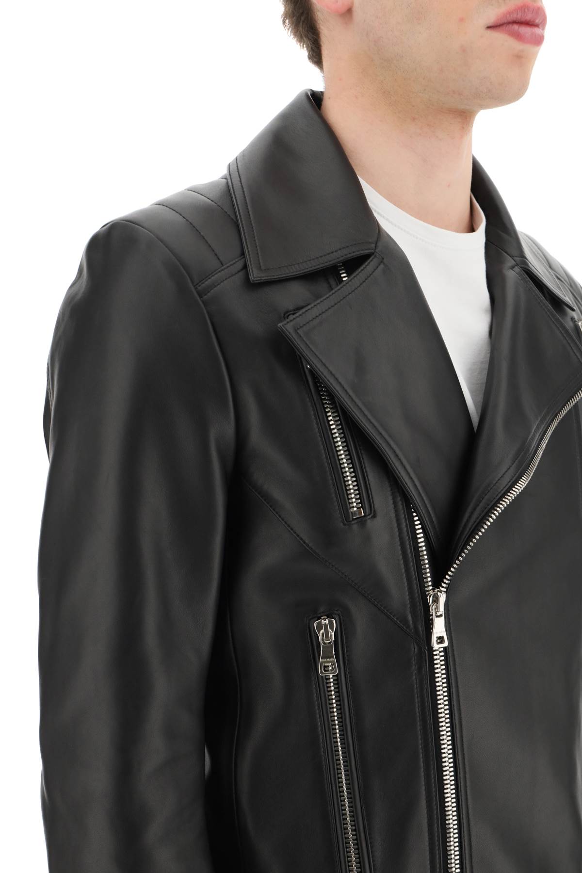 Balmain Genuine Leather Biker Jacket for Men & Women - Stylish Motorcycle Jacket for Riding, Fashion & Night Out