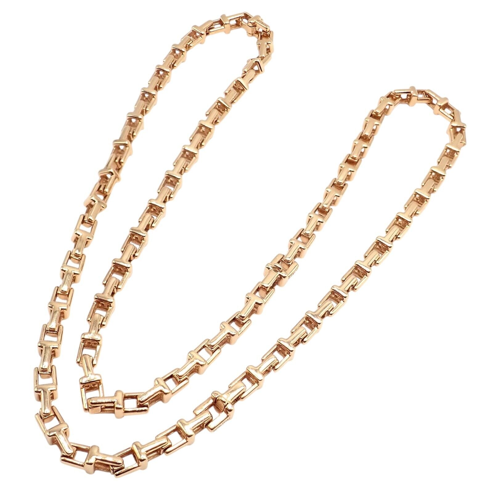 Authentic Tiffany & Co 18k Rose Gold T Chain Link Long Necklace 20.5 Inches - Elegant Jewelry for Women, Perfect Gift for Anniversary, Birthday & Special Occasions