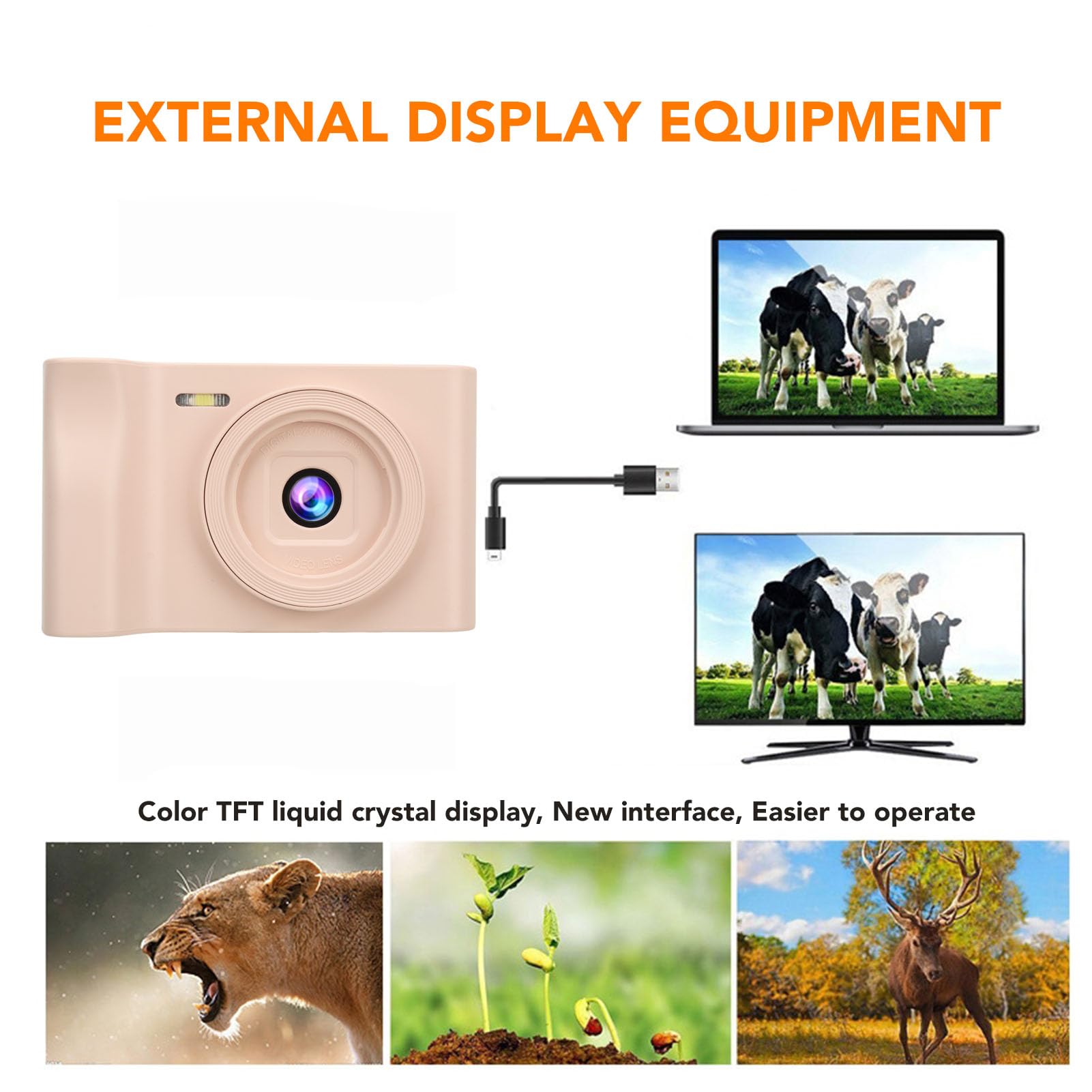 2.8 Inch 1080P HD Portable Digital Video Camera with 8X Zoom, 20MP Vlogging Camera - Perfect for YouTube Vlogging, Travel Recording, Family Moments & Daily Life Capture (Pink)