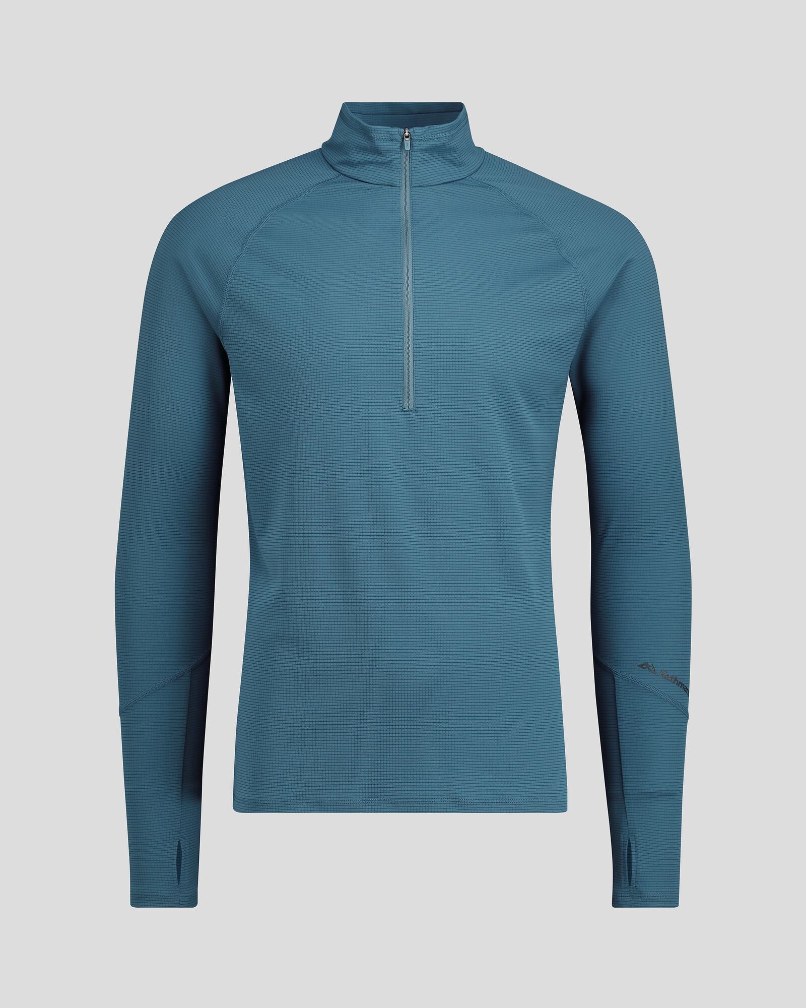 Men's KMDAction Quarter Zip Baselayer Top - Moisture Wicking Thermal Shirt for Running & Hiking - Steel Blue - Perfect for Cold Weather Workouts & Outdoor Adventures
