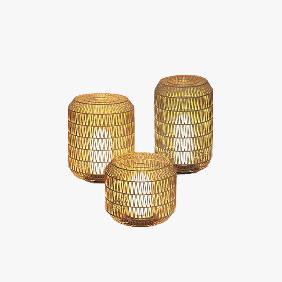 Handwoven Rattan Floor Lamp with LED Bulb - Modern Boho Indoor/Outdoor Lighting for Patio, Garden, and Living Room Decor