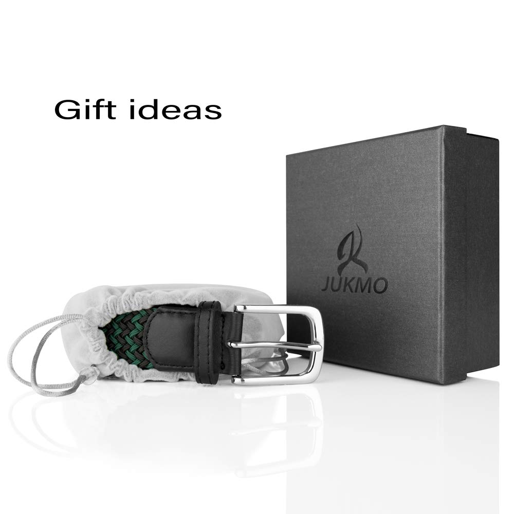 JUKMO Elastic Braided Belt for Men & Women - Adjustable Stretch Woven Belt with Gift Box - Perfect for Casual Wear, Office & Travel Accessories