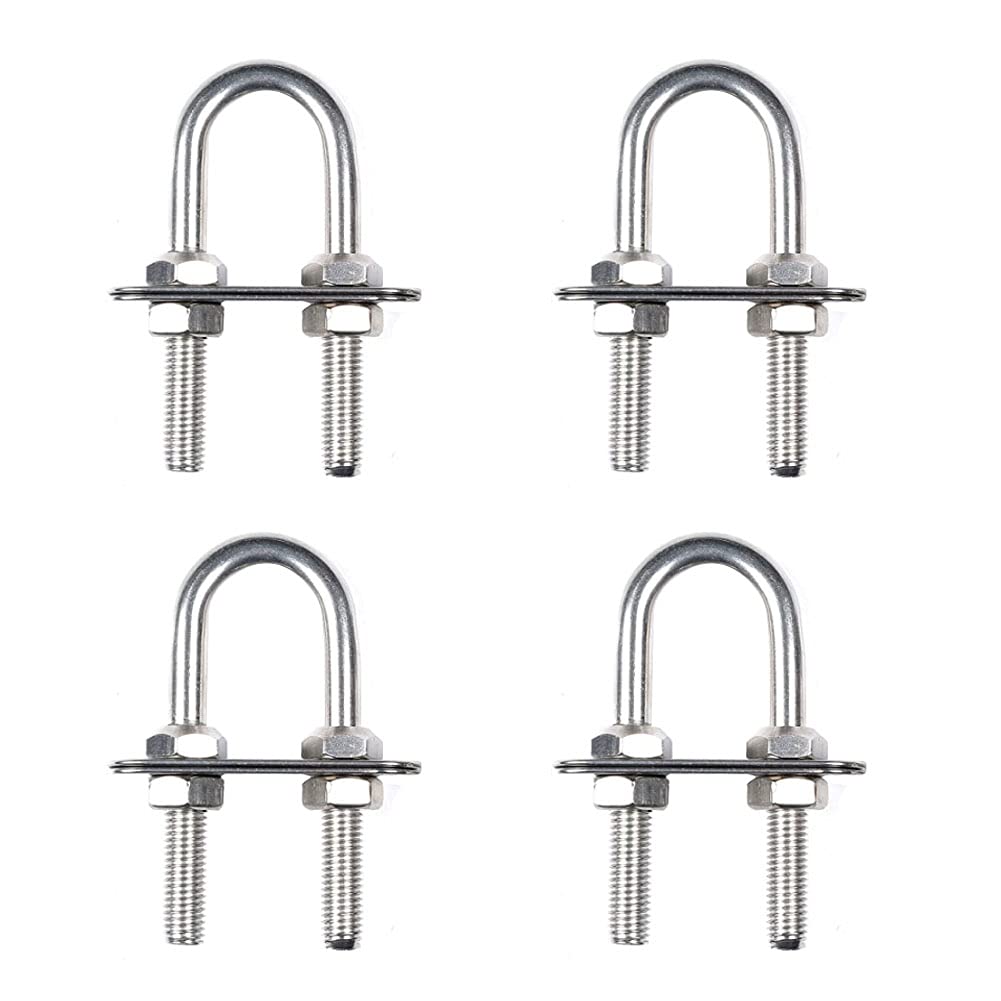 BOOHAO 4-Pack Marine Grade Stainless Steel Boat Stern Bow Eye Tie Down U-Bolts for Yachts, RVs & Trailers - Heavy Duty Docking & Towing Accessories for Secure Boat Mooring & Transport