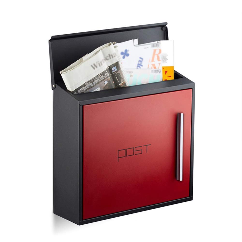 Outdoor Wall Mounted Mailbox with Lock - Wrought Iron Rust-Proof Letter Box in White or Red - Perfect for Home, Office, and Garden Use