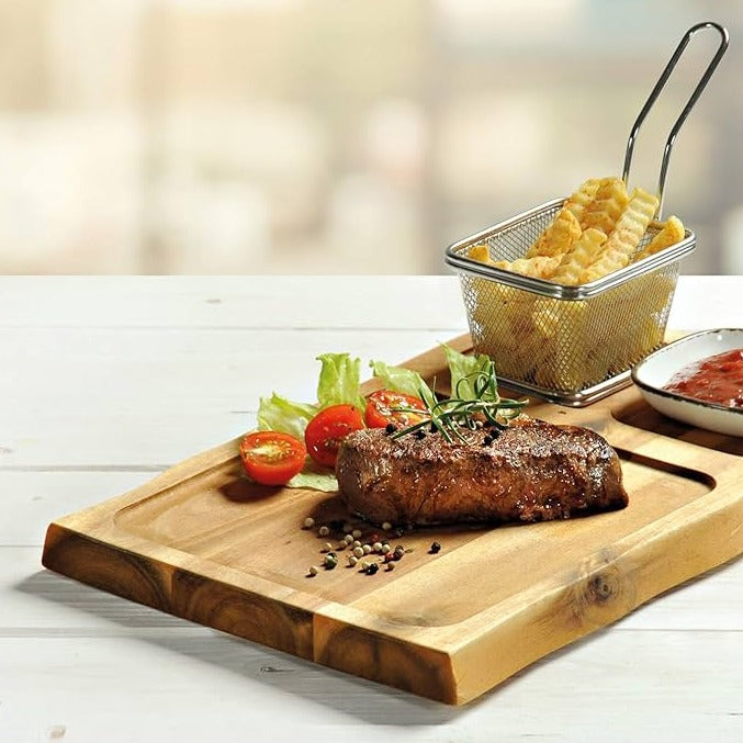 Premium Acacia Wood Serving Board for Cheese, Charcuterie & Appetizers – Elegant Kitchen & Dining Entertaining Platter
