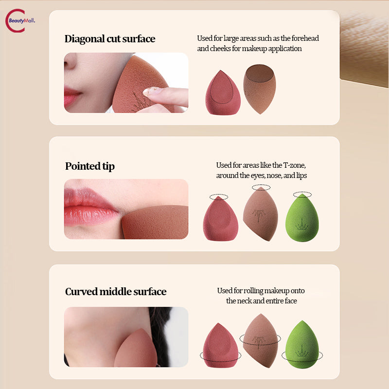 AMORTALS Stardust Beauty Blender Sponge Set (3 Pack) - Professional Makeup Blending for Flawless Foundation & Concealer Application | Perfect for Daily Makeup & Travel