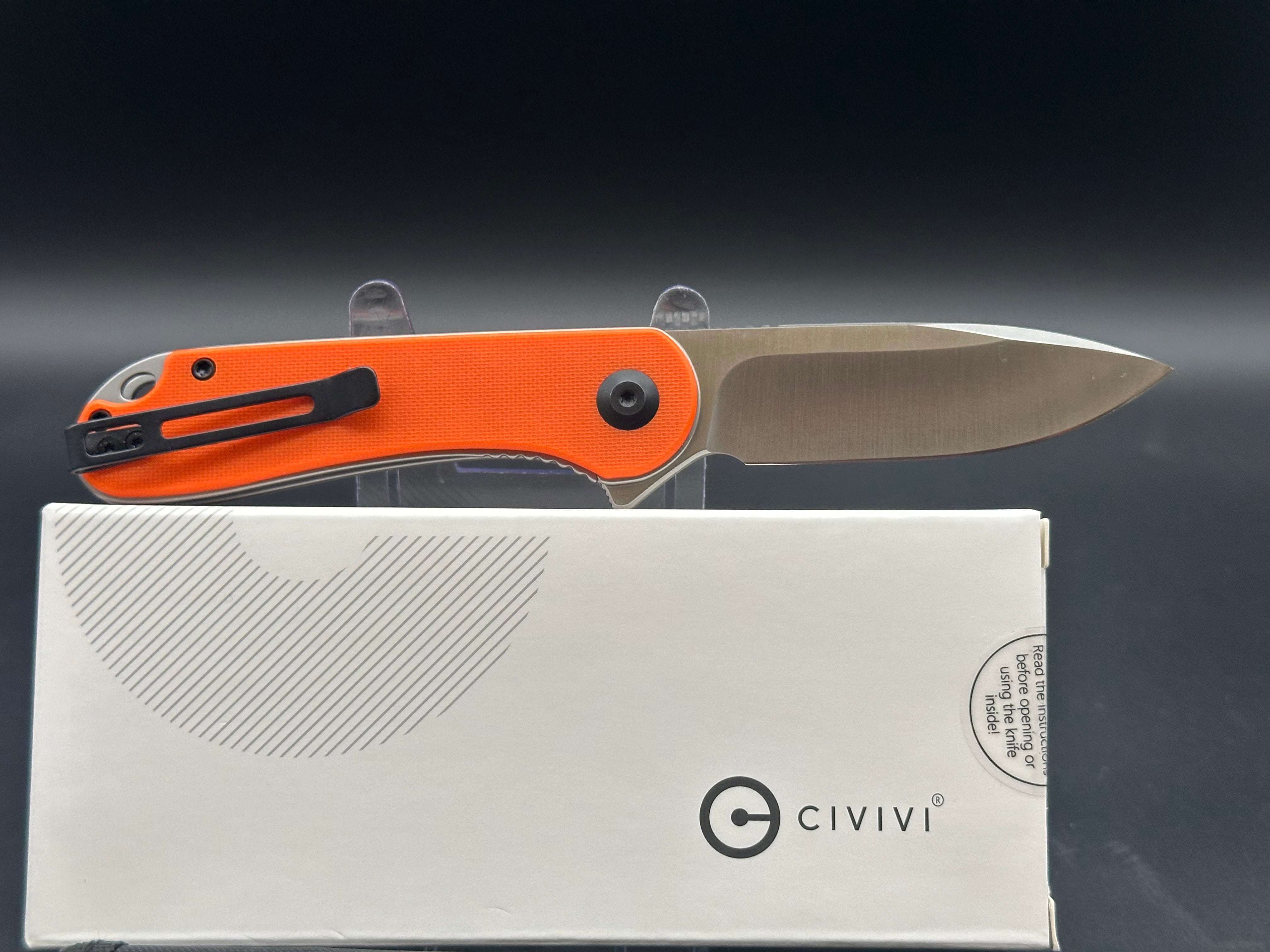 CIVIVI Elementum Liner Lock Folding Knife - Orange G10 Handle, 2.9