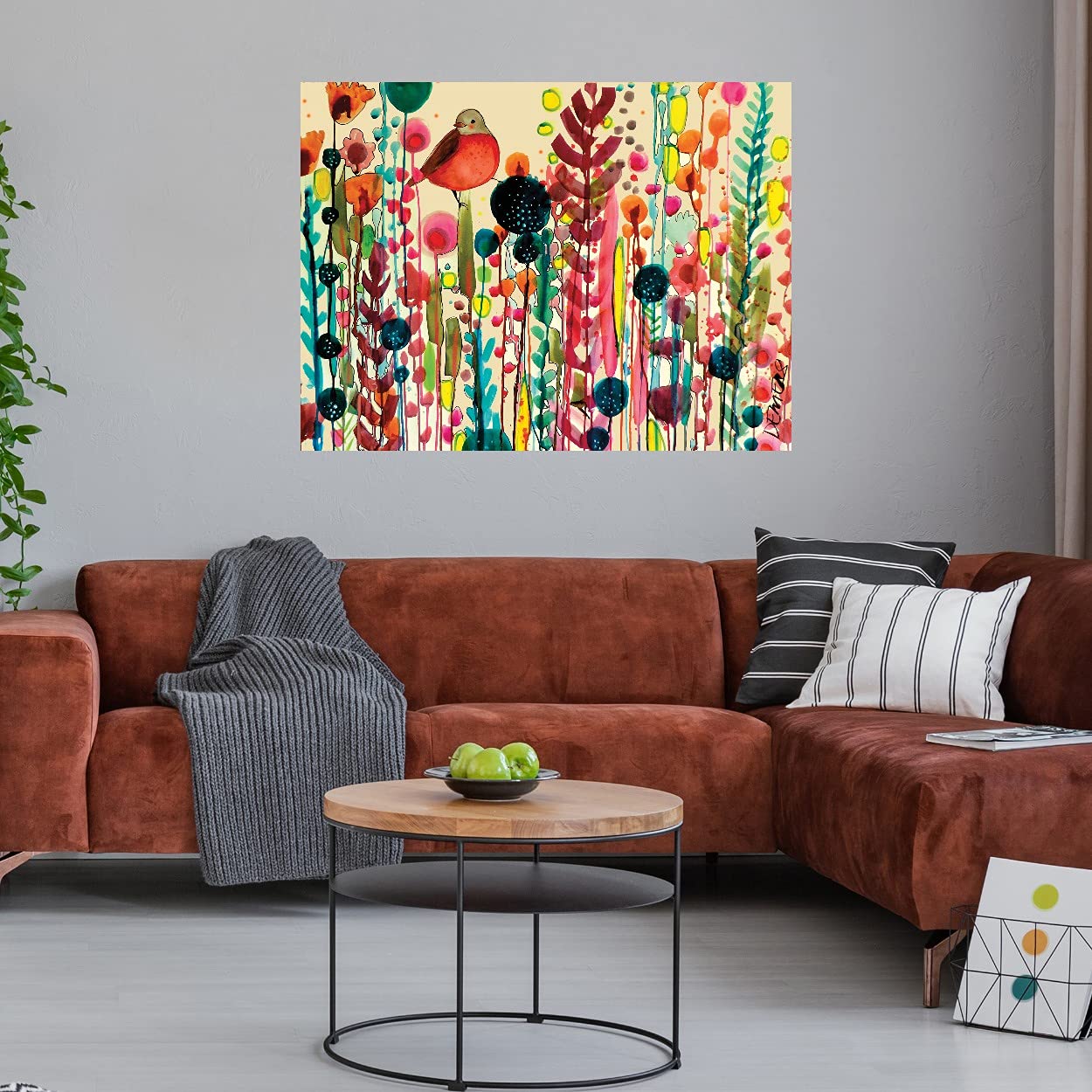 Hand-Painted Fiesta Canvas Wall Art by Sylvie Demers - Vibrant Ready-to-Hang Painting for Living Room, Bedroom, Office Decor (32x24 Inches) - Perfect for Home, Restaurant & Hospitality Spaces