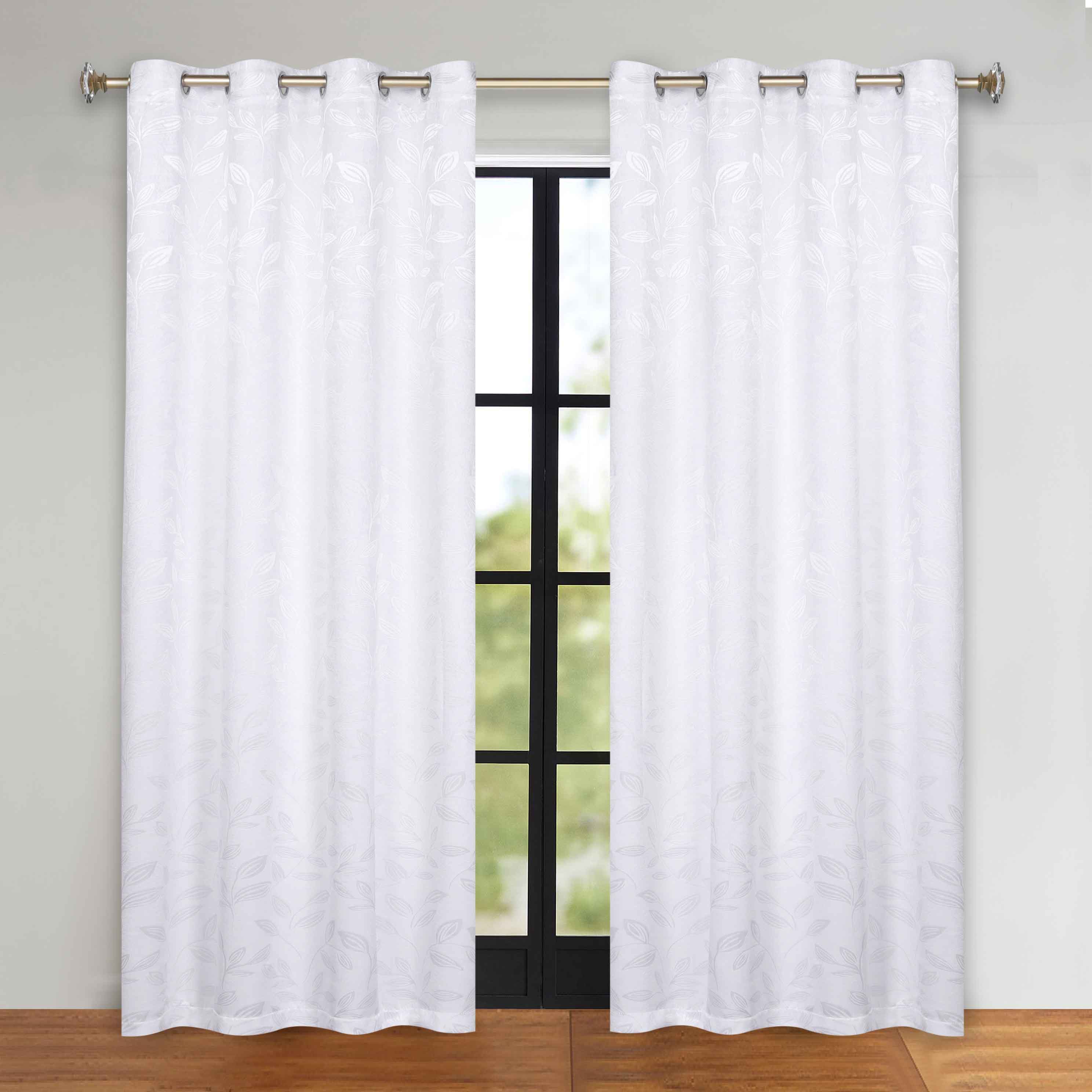 Leaves Grommet Blackout Curtains Set of 2 - Thermal Insulated Room Darkening Drapes for Bedroom & Living Room - Noise Reducing Window Treatment for Home Decor