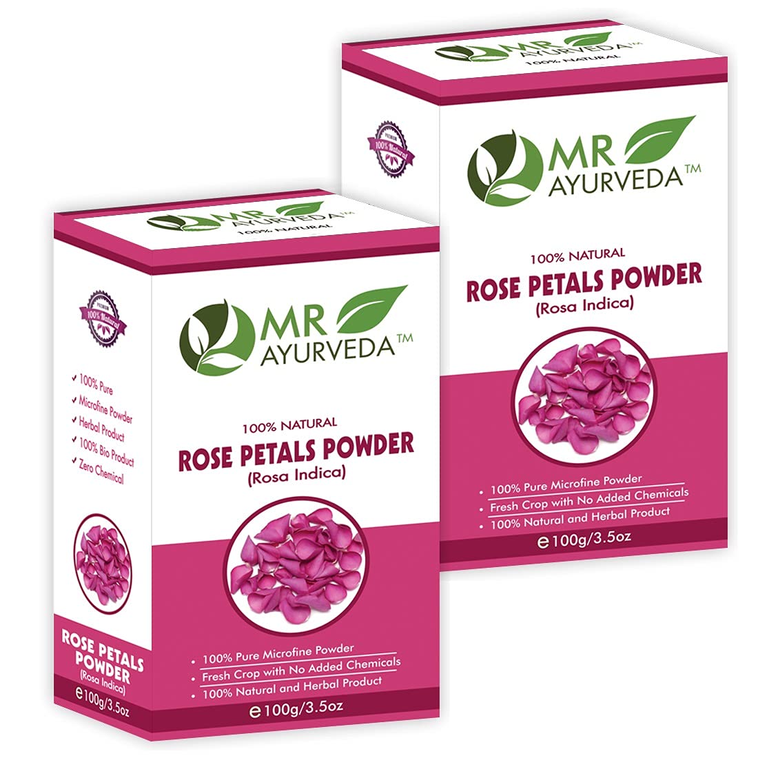 MR Ayurveda 100% Pure Organic Rose Petals Powder for Skin & Face Care | Chemical-Free, Natural Glow Booster | Set of 2 (200g) | DIY Face Masks, Hair Treatments & Aromatherapy