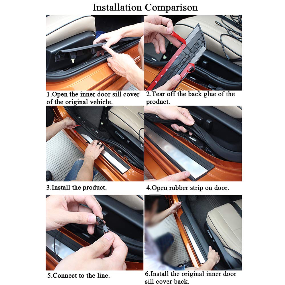 XITER Stainless Steel Door Sill Scuff Plate Guard with LED for 2018-2022 Honda Accord 10th Gen - 4PCS Auto Accessories - Perfect for Car Interior Protection & Style Enhancement