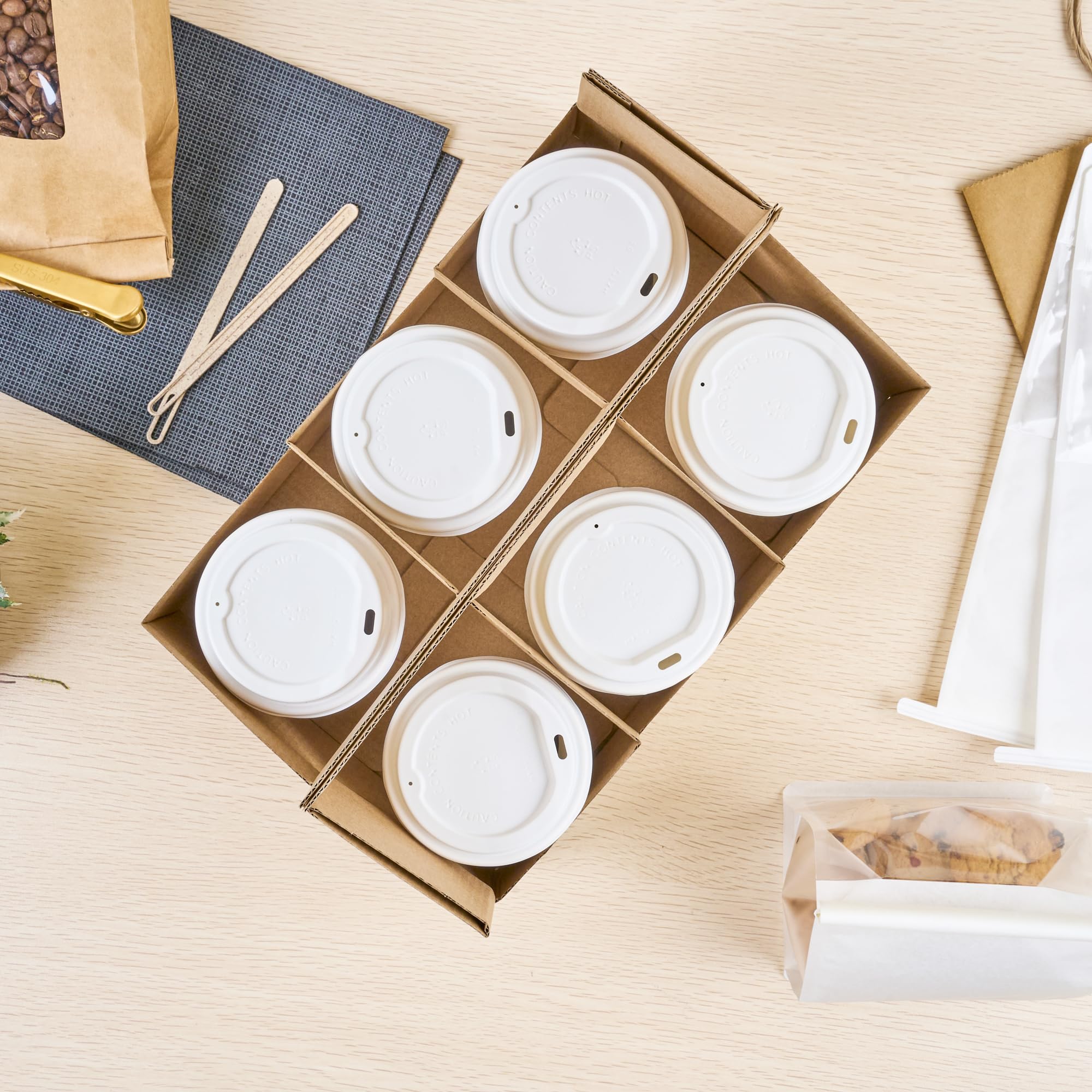 Restaurantware Altalena 100-Pack Disposable Drink Carriers with Handles - Kraft Paper Cup Holders for 6 Beverages | Perfect for Coffee Delivery, Takeout, and Catering Services